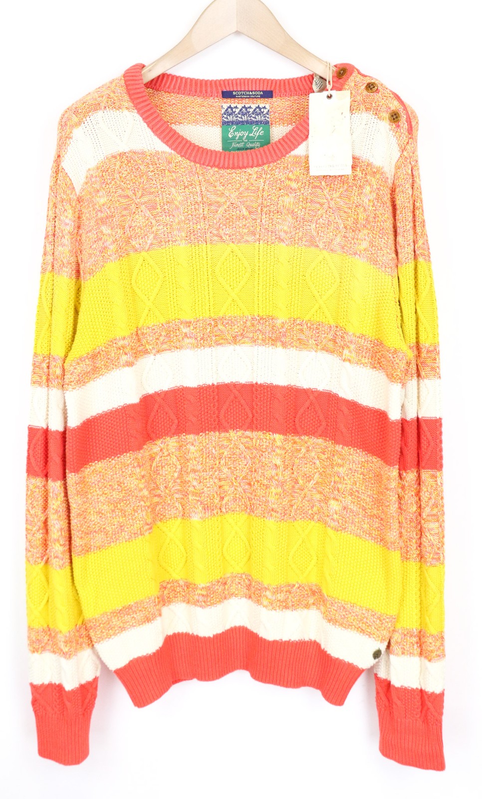 SCOTCH &amp; SODA Ams Couture vyriškas megztinis L oranžinis medvilninis megztinis ilgomis rankovėmis 