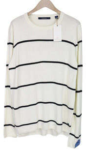 SCOTCH &amp; SODA Ams Couture vyriškas džemperis L dydžio, balkšvas, dryžuotas, medvilninis 