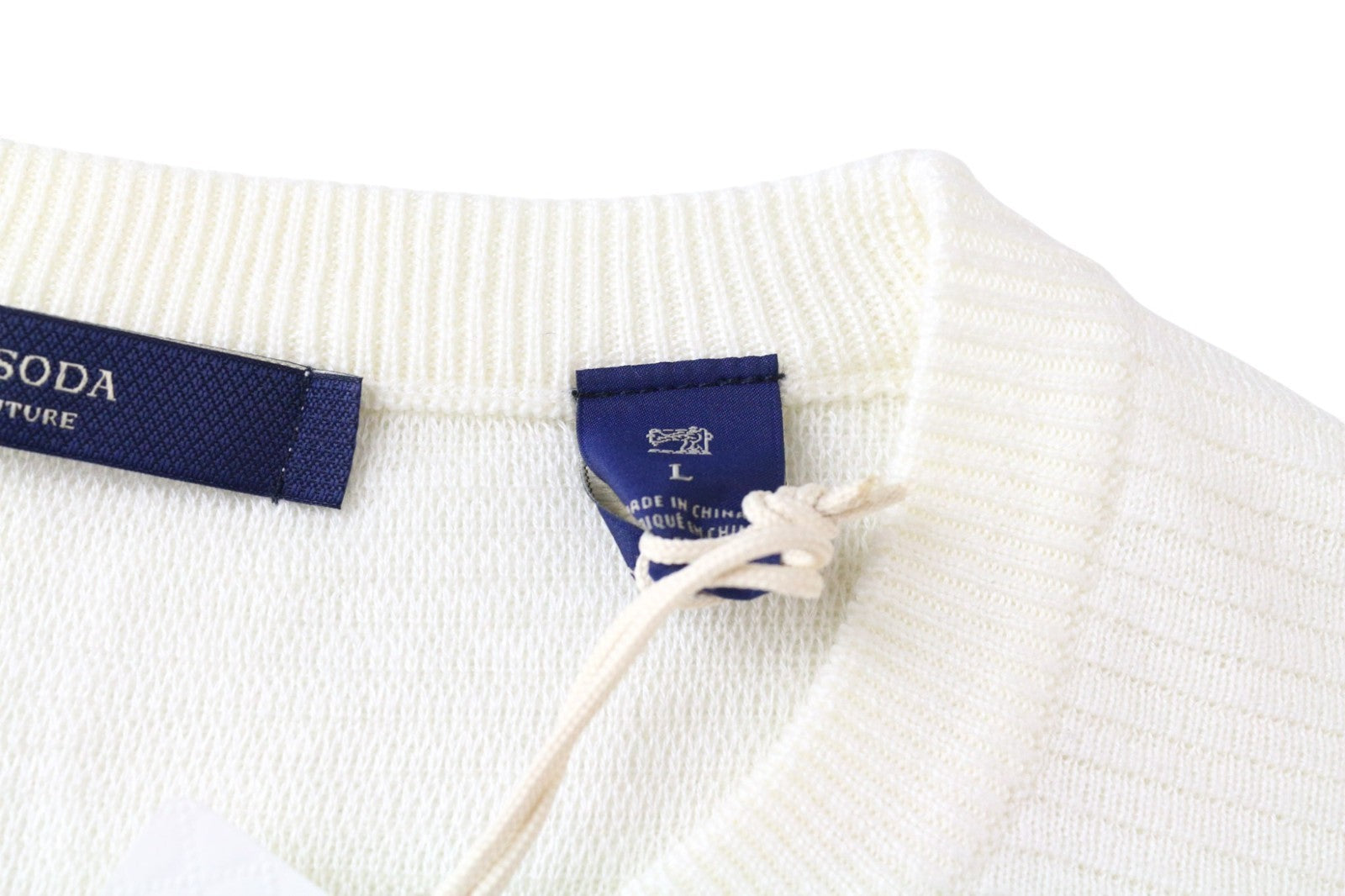 SCOTCH &amp; SODA Ams Couture vyriškas džemperis L dydžio, balkšvas, dryžuotas, medvilninis 