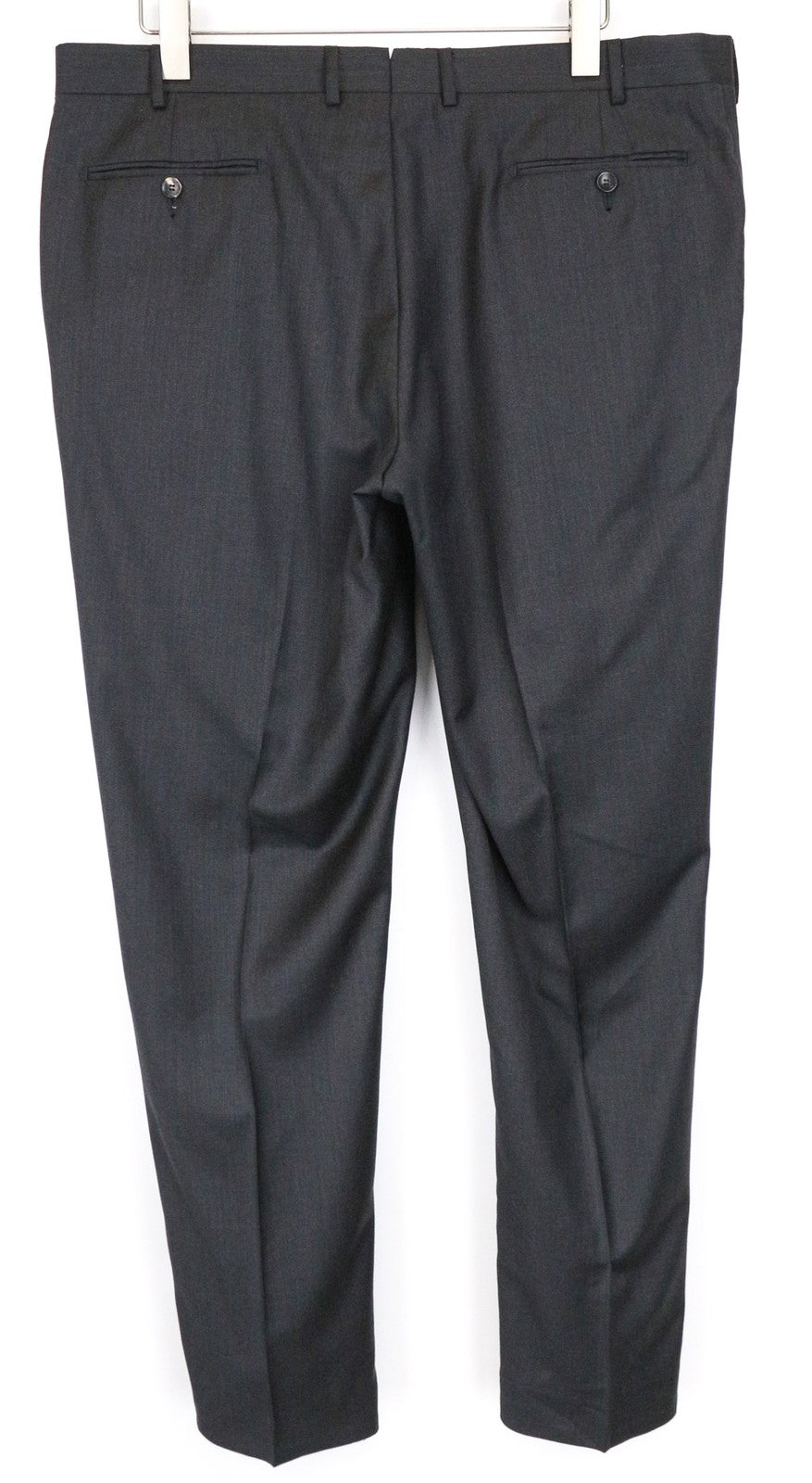 SUITSUPPLY Brescia Men's Trousers UK46S Dark Grey Melange Wool Slim Flat-Front