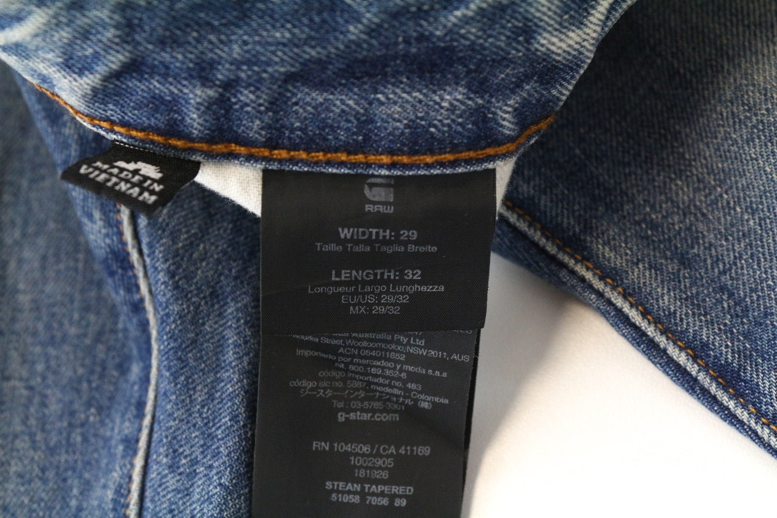 G-STAR RAW Stean Men's Jeans W29/L32 Blue Buttoned Tapered Non-Stretch Aged Look