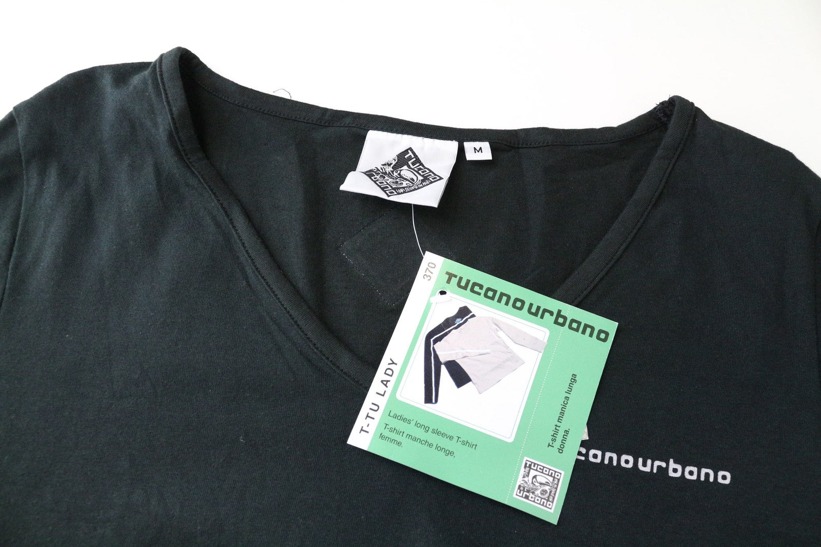 TUCANO URBANO T-TU moteriški marškinėliai M, juodi, su atšvaitu, V formos iškirpte, paspirtukui 