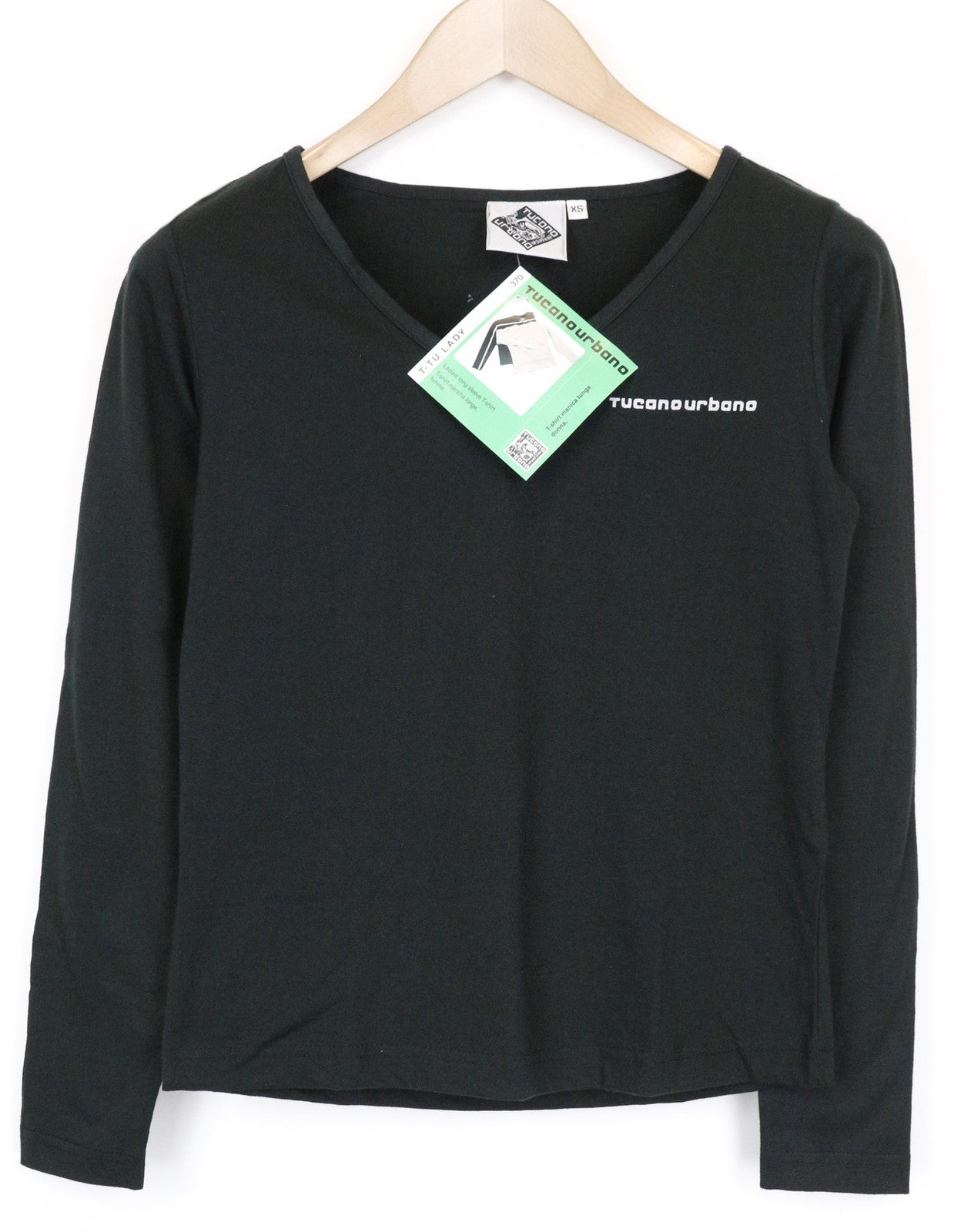 TUCANO URBANO T-TU moteriški marškinėliai su atšvaitu ir V formos iškirpte, juodi, XS dydžio. 