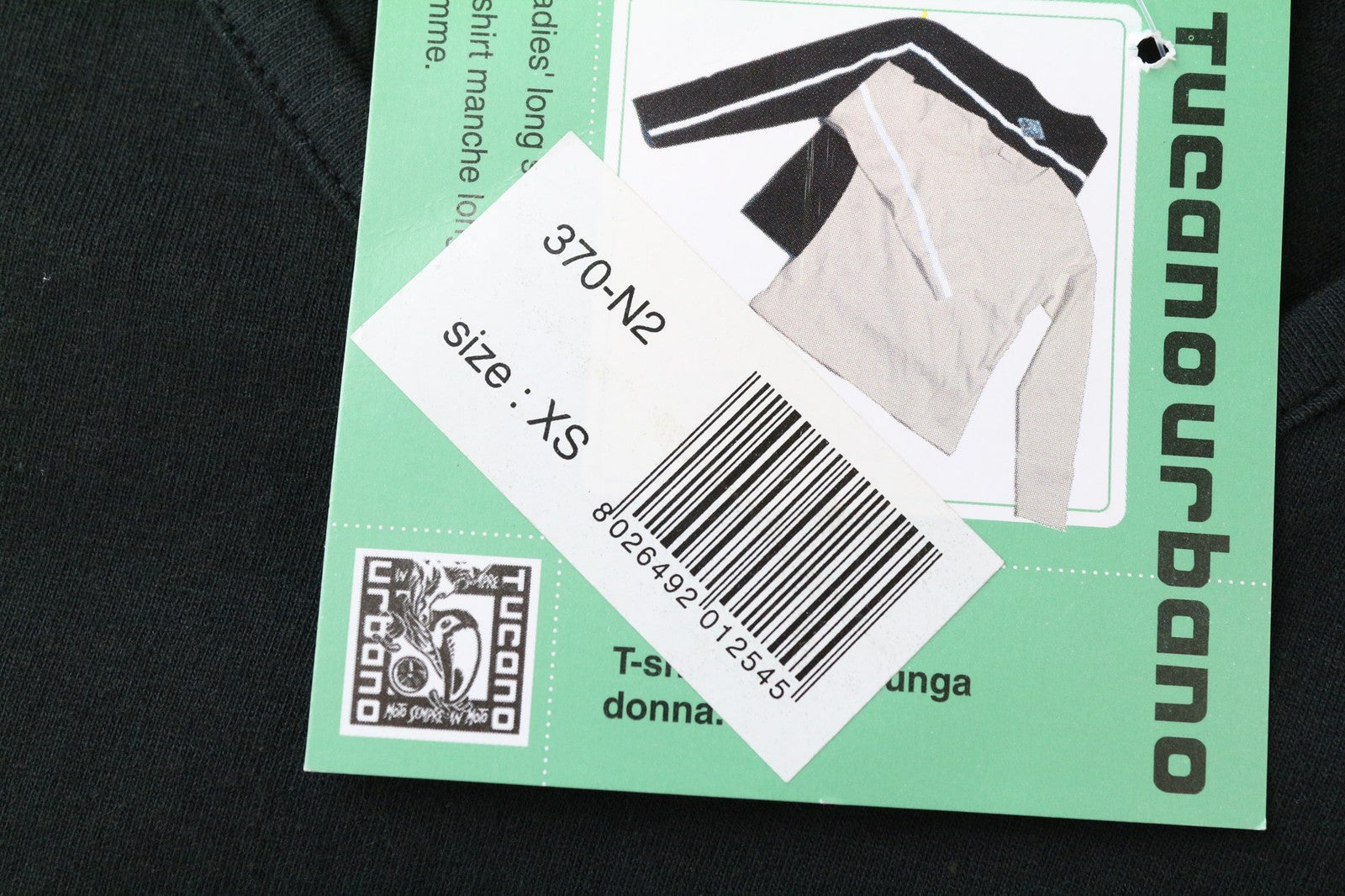 TUCANO URBANO T-TU moteriški marškinėliai su atšvaitu ir V formos iškirpte, juodi, XS dydžio. 