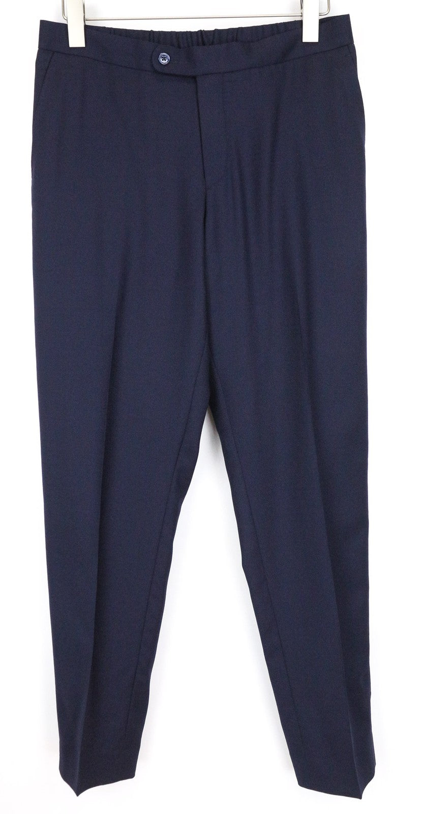 SUITSUPPLY Brescia Men's Trousers UK38S Navy Wool Stretch Slim Pleated Lined