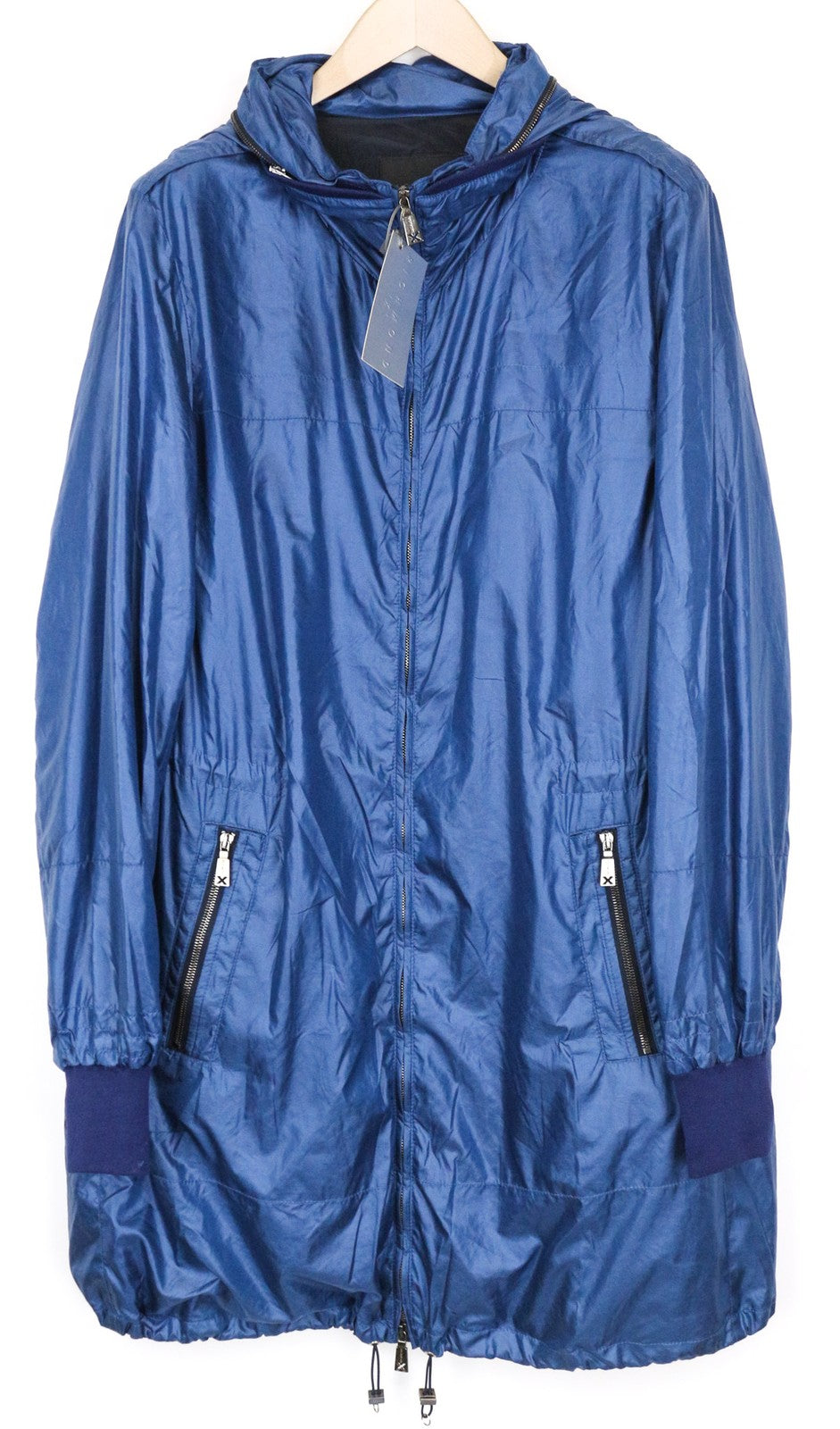 RICHMOND vyriška striukė 48 mėlyna lengva gobtuvu su užtrauktuku ir ilgomis rankovėmis 