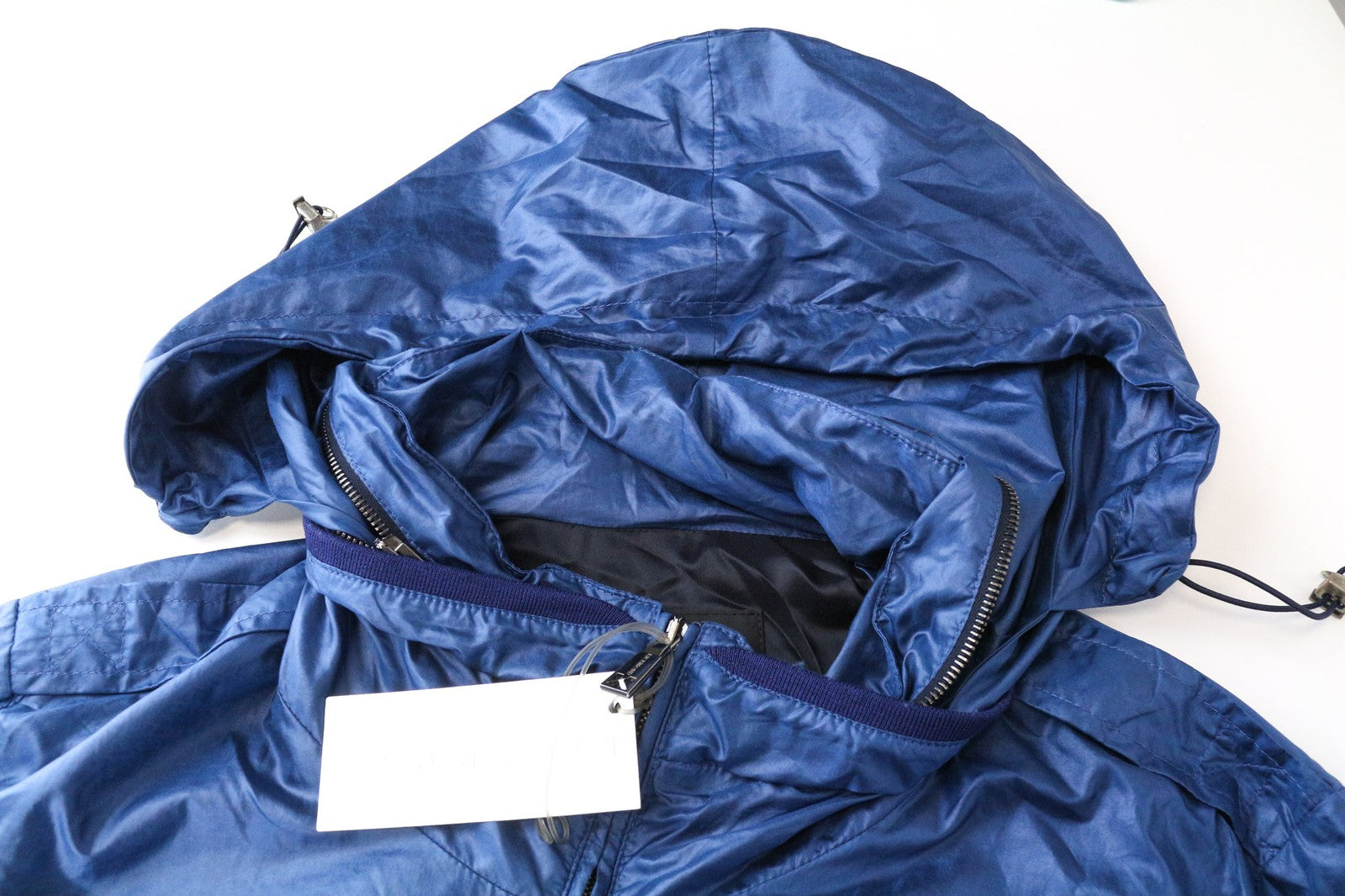 RICHMOND vyriška striukė 48 mėlyna lengva gobtuvu su užtrauktuku ir ilgomis rankovėmis 