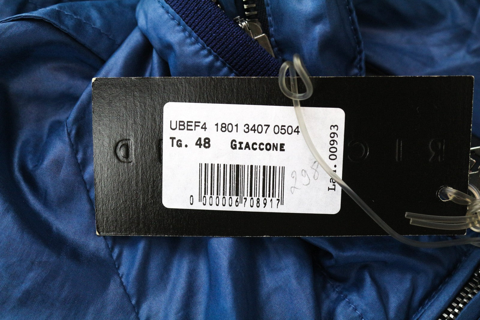 RICHMOND vyriška striukė 48 mėlyna lengva gobtuvu su užtrauktuku ir ilgomis rankovėmis 