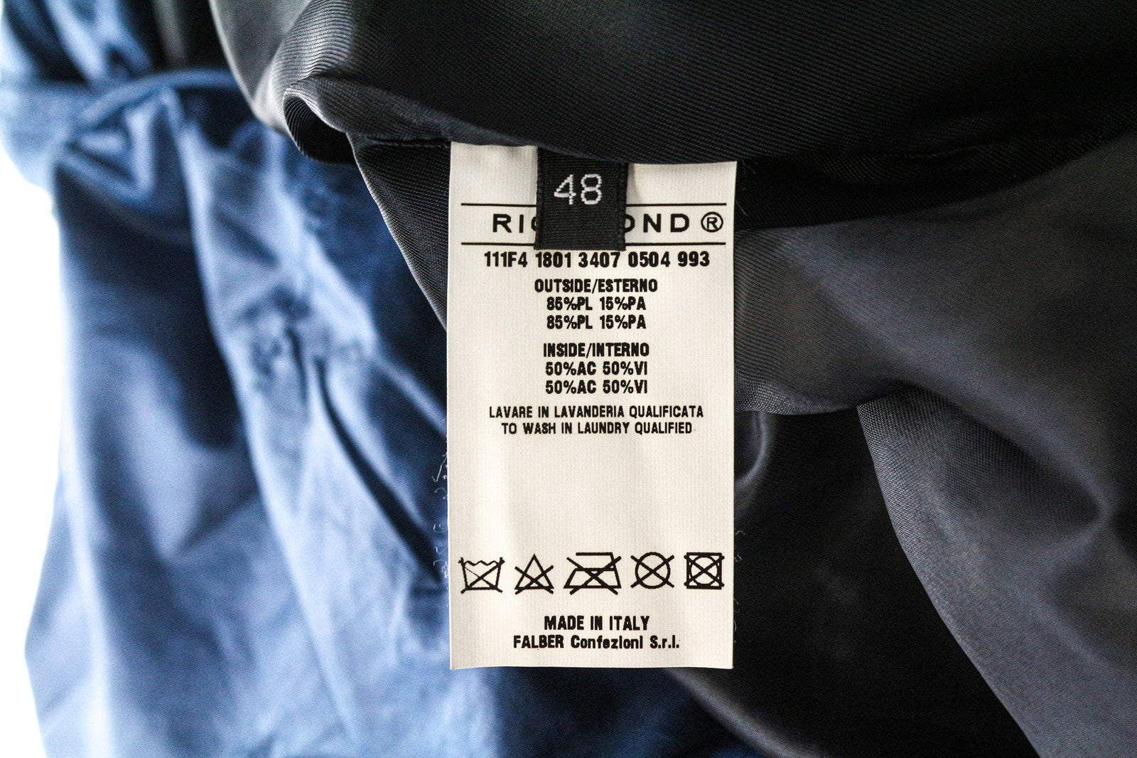 RICHMOND vyriška striukė 48 mėlyna lengva gobtuvu su užtrauktuku ir ilgomis rankovėmis 