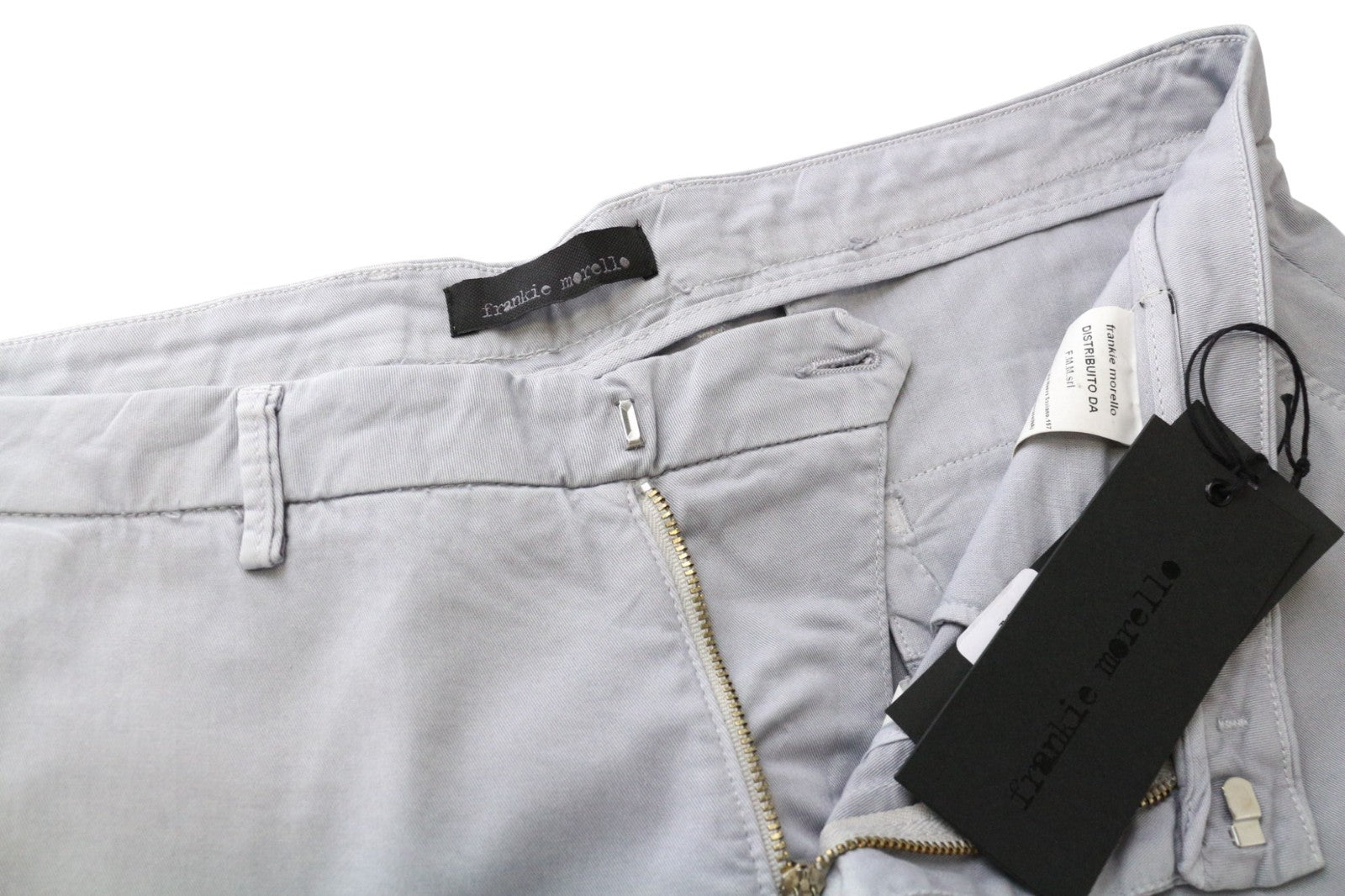 FRANKIE MORELLO Grigio Chiaro Men's Trousers 54 Light Grey Stretch Cotton Casual