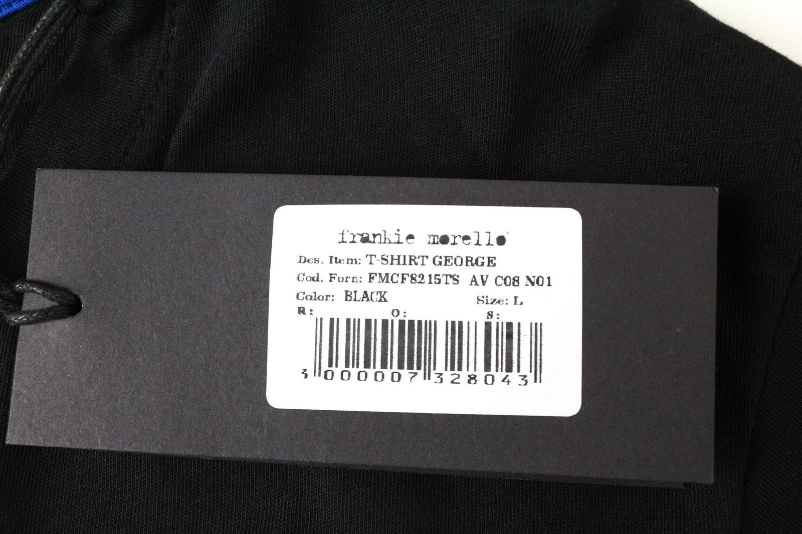 FRANKIE MORELLO George Men's Tee L Black Logo Short Sleeve Cotton Top