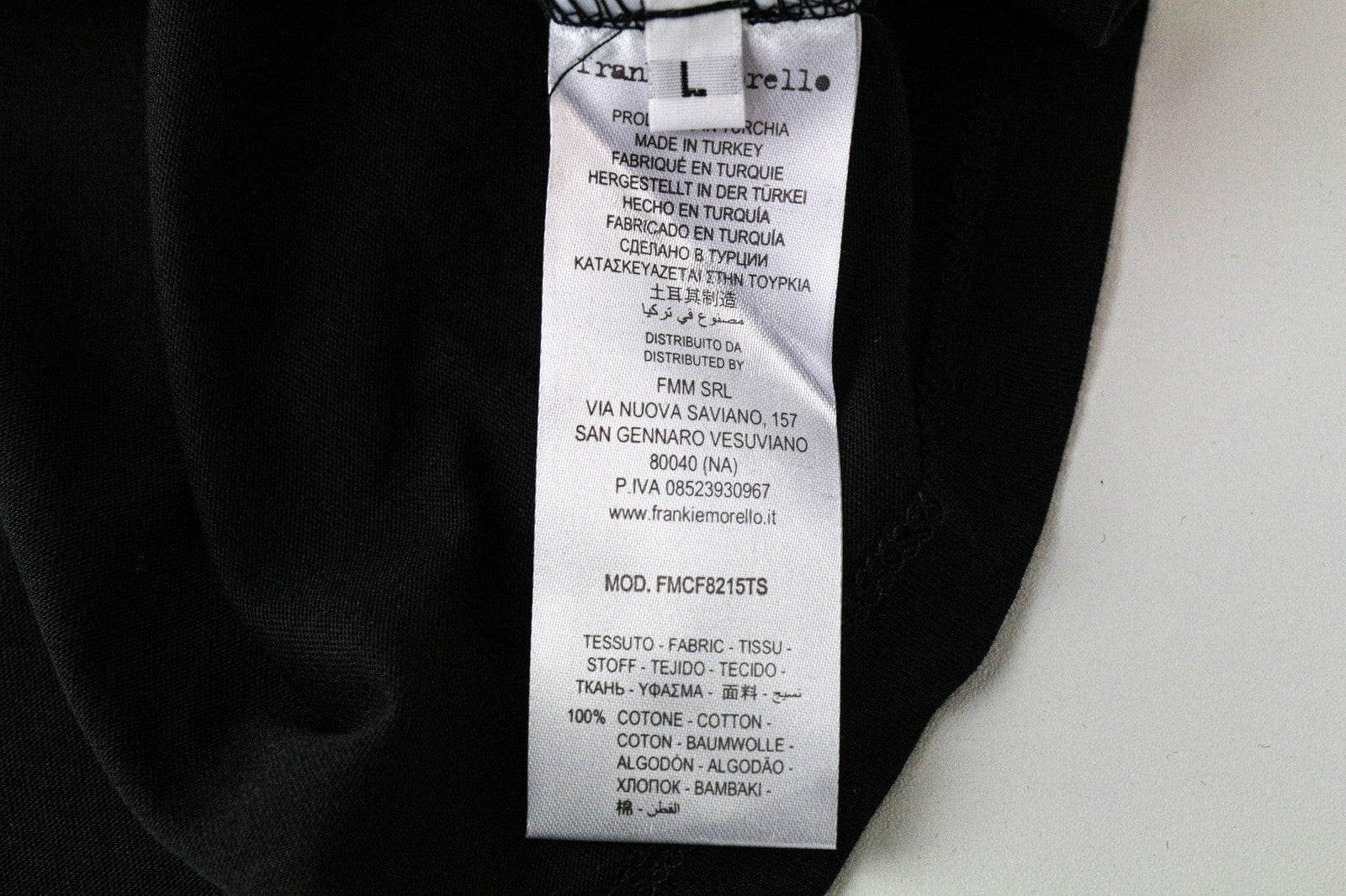 FRANKIE MORELLO George Men's Tee L Black Logo Short Sleeve Cotton Top