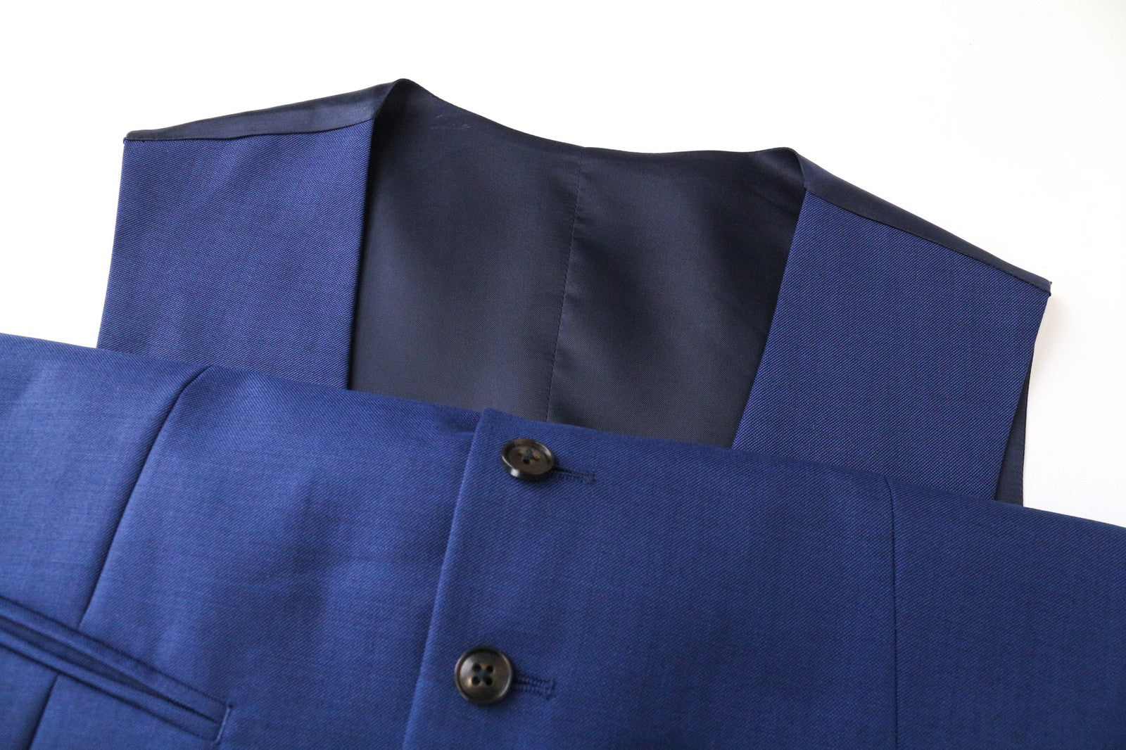 SUITSUPPLY vyriška liemenė UK36R mėlyna vilnonė vieneilė pamušalu 