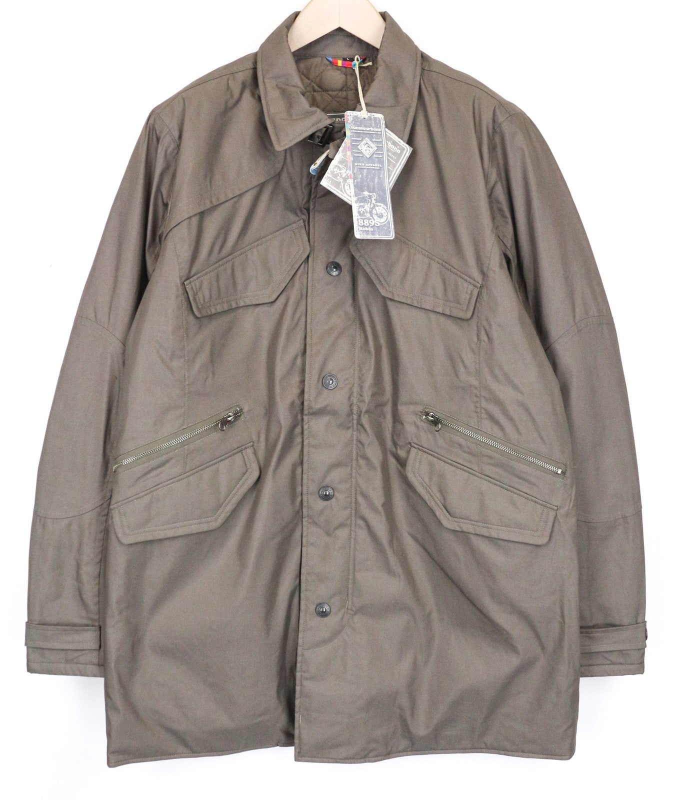 TUCANO URBANO Robin vyriškas paltas L rudas motociklų lietpaltis su medvilniniu terminiu pamušalu 