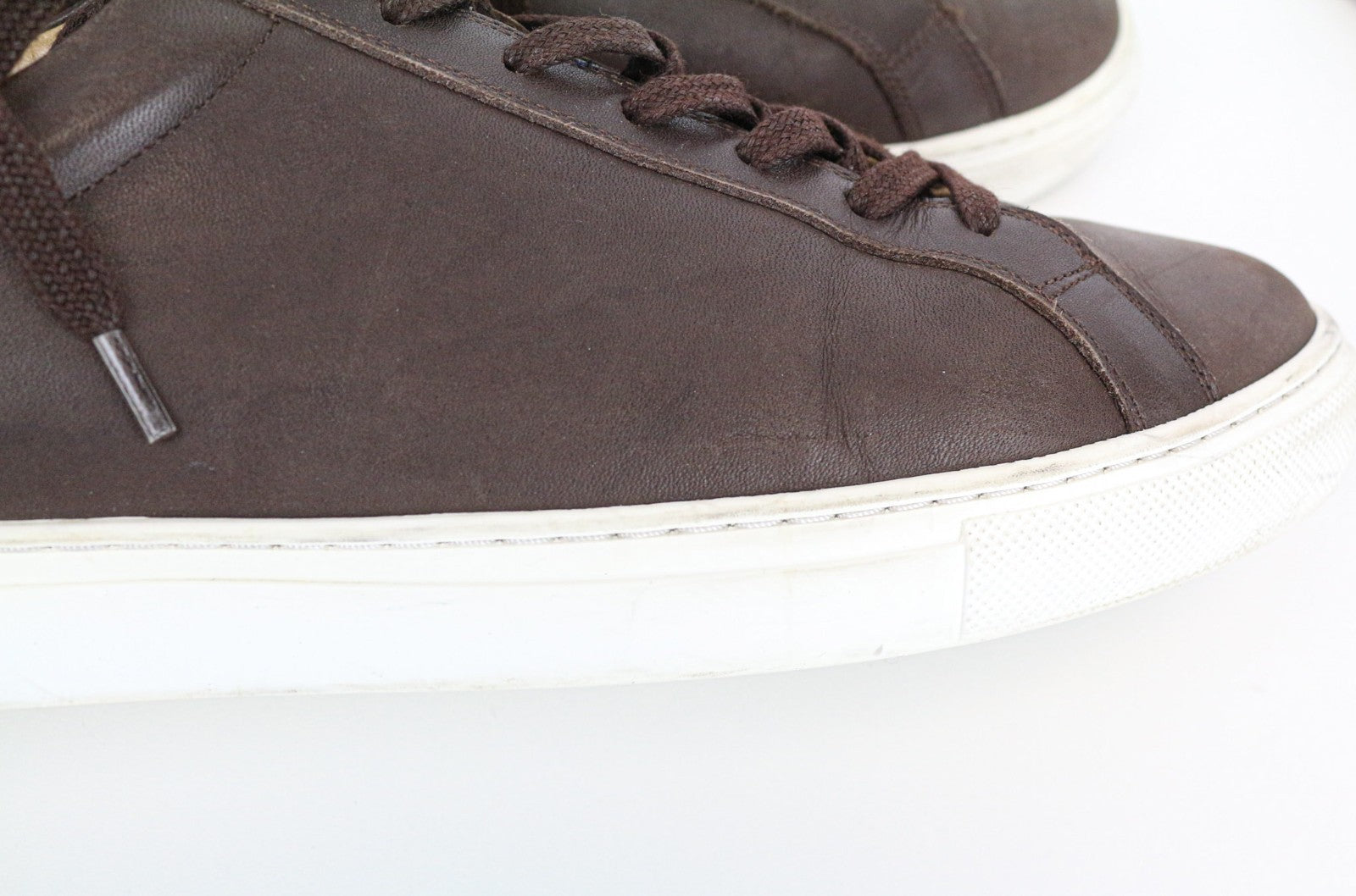 SUITSUPPLY Men Trainers EU43 Brown Genuine Leather Laced Casual Low Sneakers
