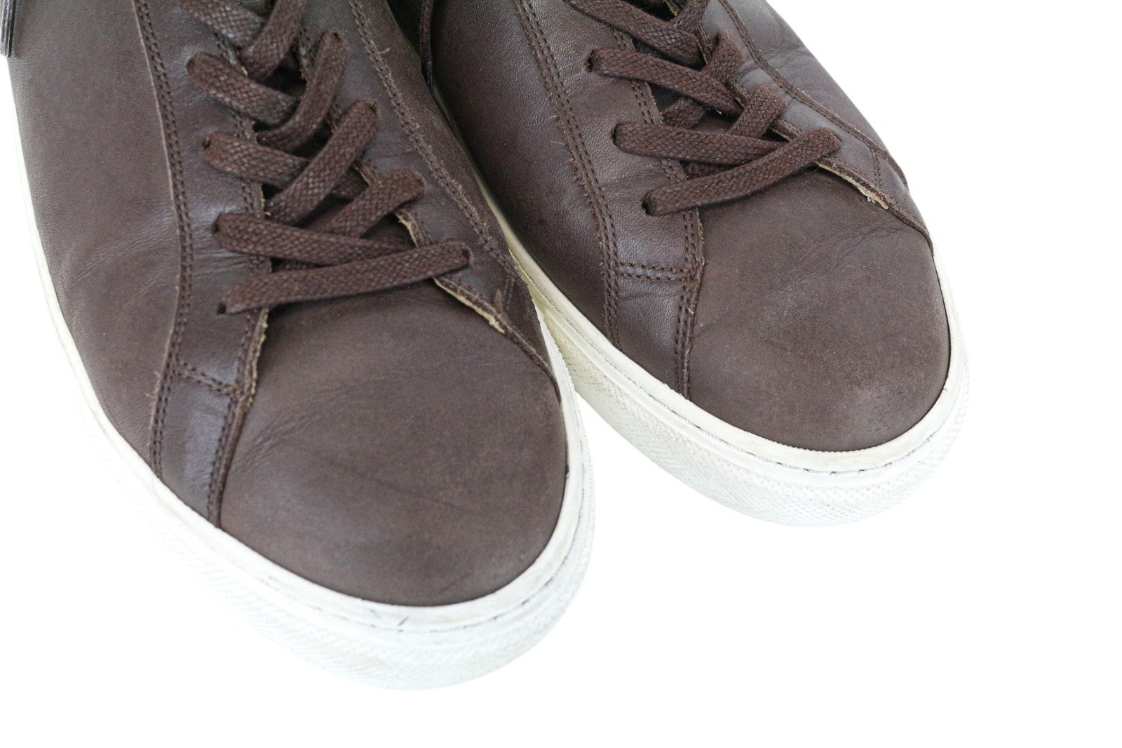 SUITSUPPLY Men Trainers EU43 Brown Genuine Leather Laced Casual Low Sneakers