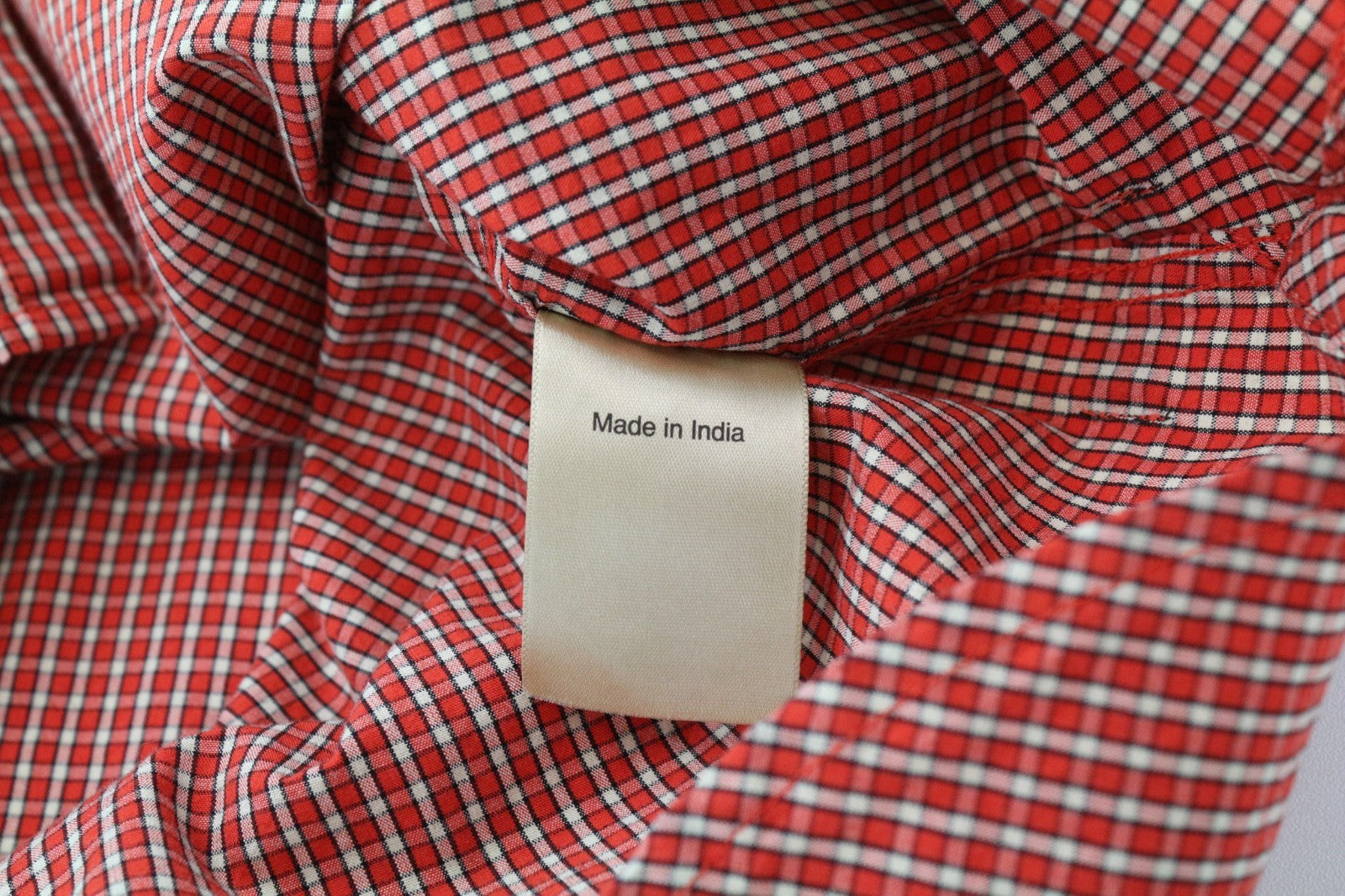 SCOTCH & SODA Men Shirt M Red Gingham Check Melange Button Up Spread Collar