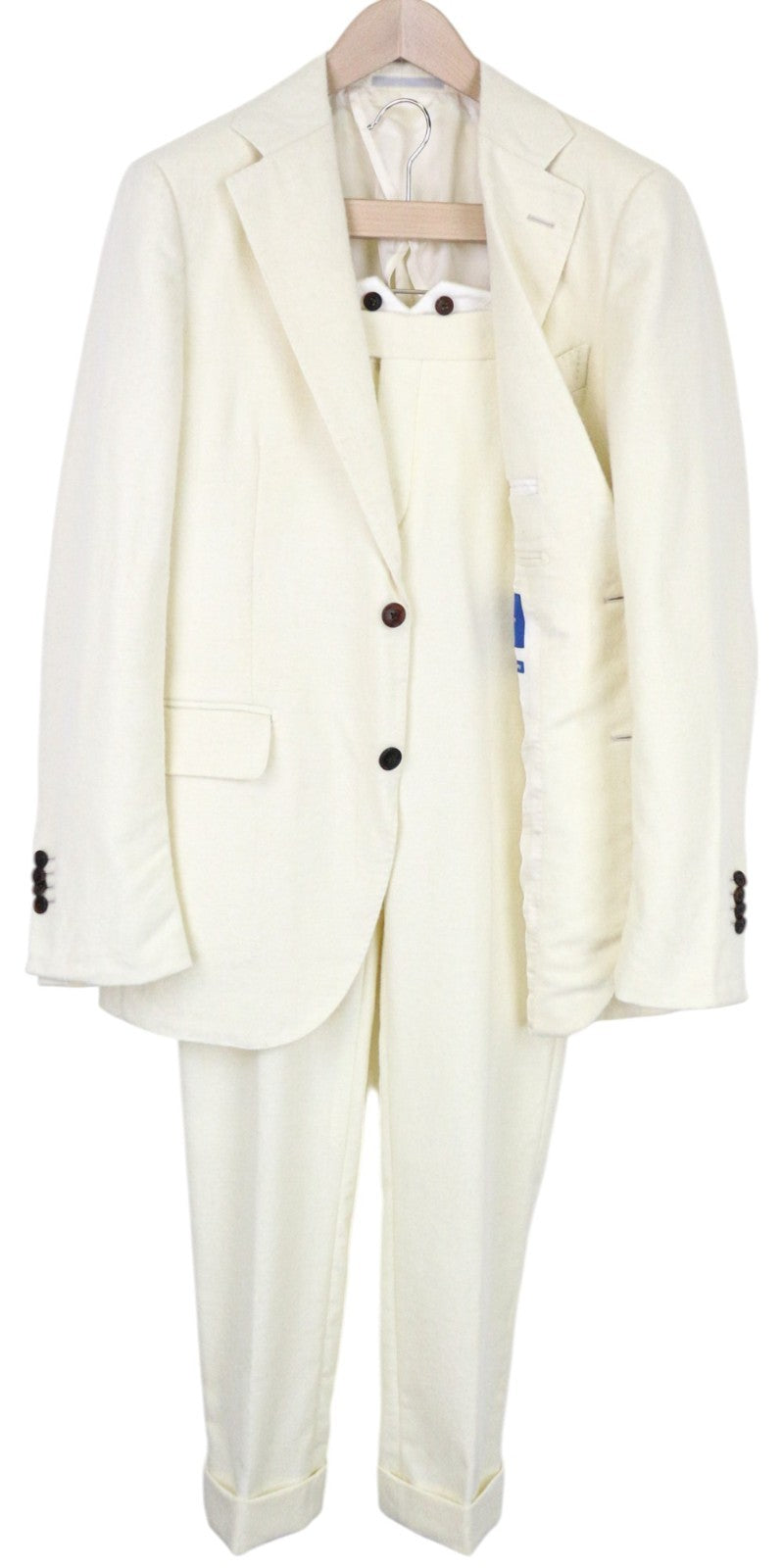SUITSUPPLY Jort Men Suit UK38R Off-White 2-Piece Slim Alpaca Wool Half-Lined