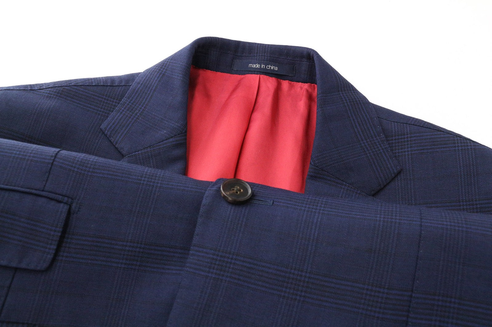 SUITSUPPLY Sienna Men Blazer UK34R Blue Straight Slim Glen Check Wool S130s