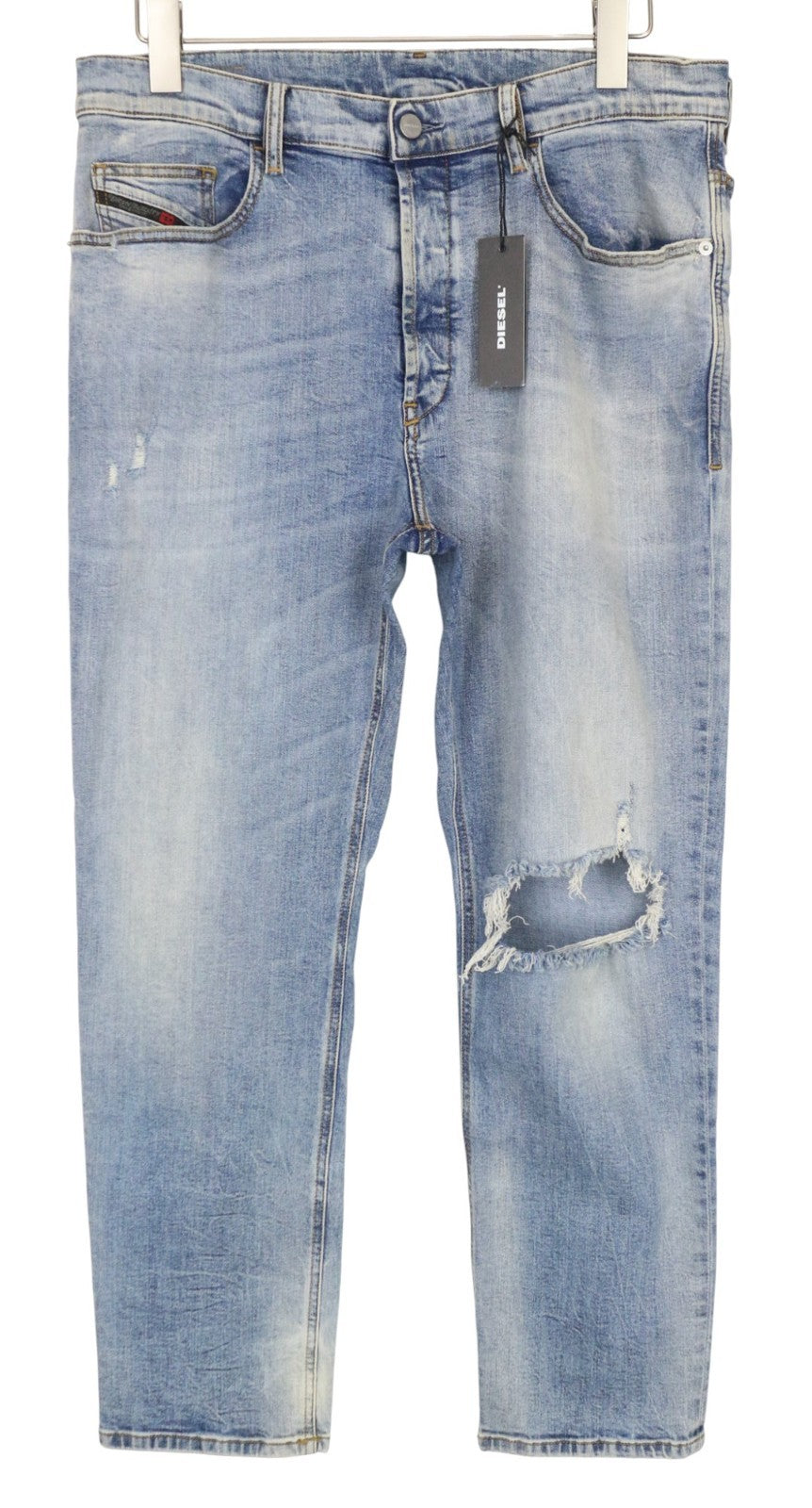 DIESEL D-Eetar 087AV Men's Jeans W34/L32 Ripped Blue Tapered Cotton Stretch