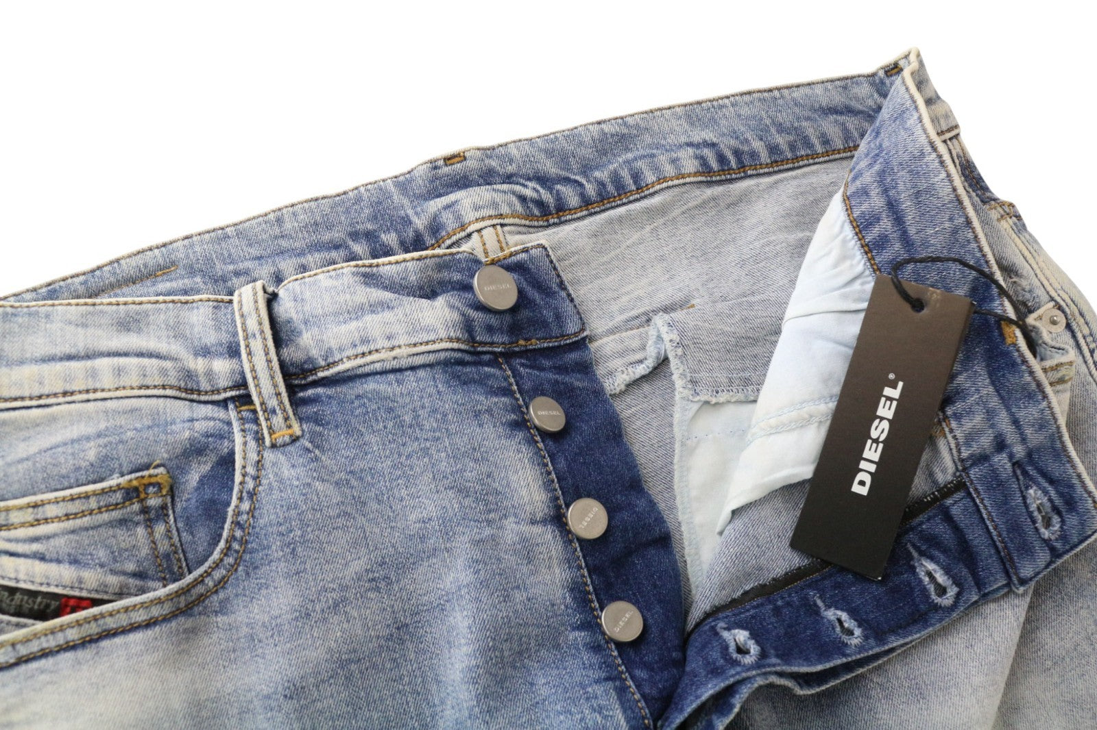 DIESEL D-Eetar 087AV Men's Jeans W34/L32 Ripped Blue Tapered Cotton Stretch