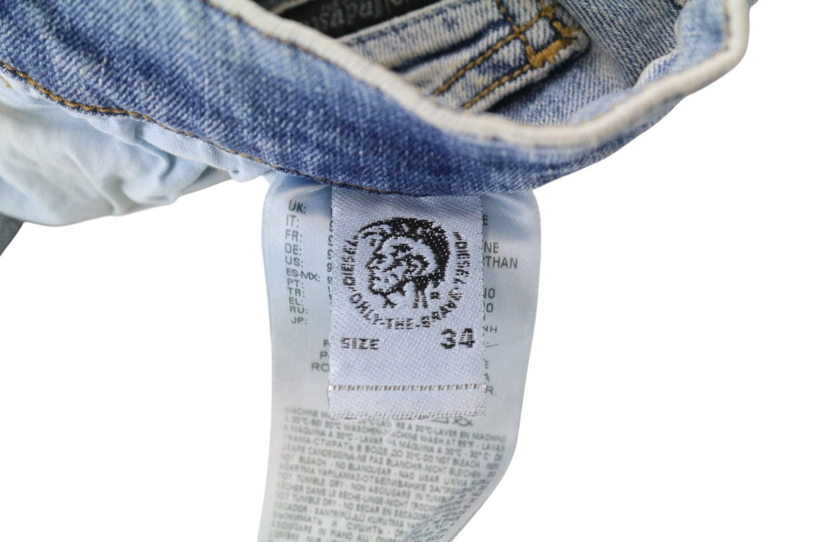 DIESEL D-Eetar 087AV Men's Jeans W34/L32 Ripped Blue Tapered Cotton Stretch