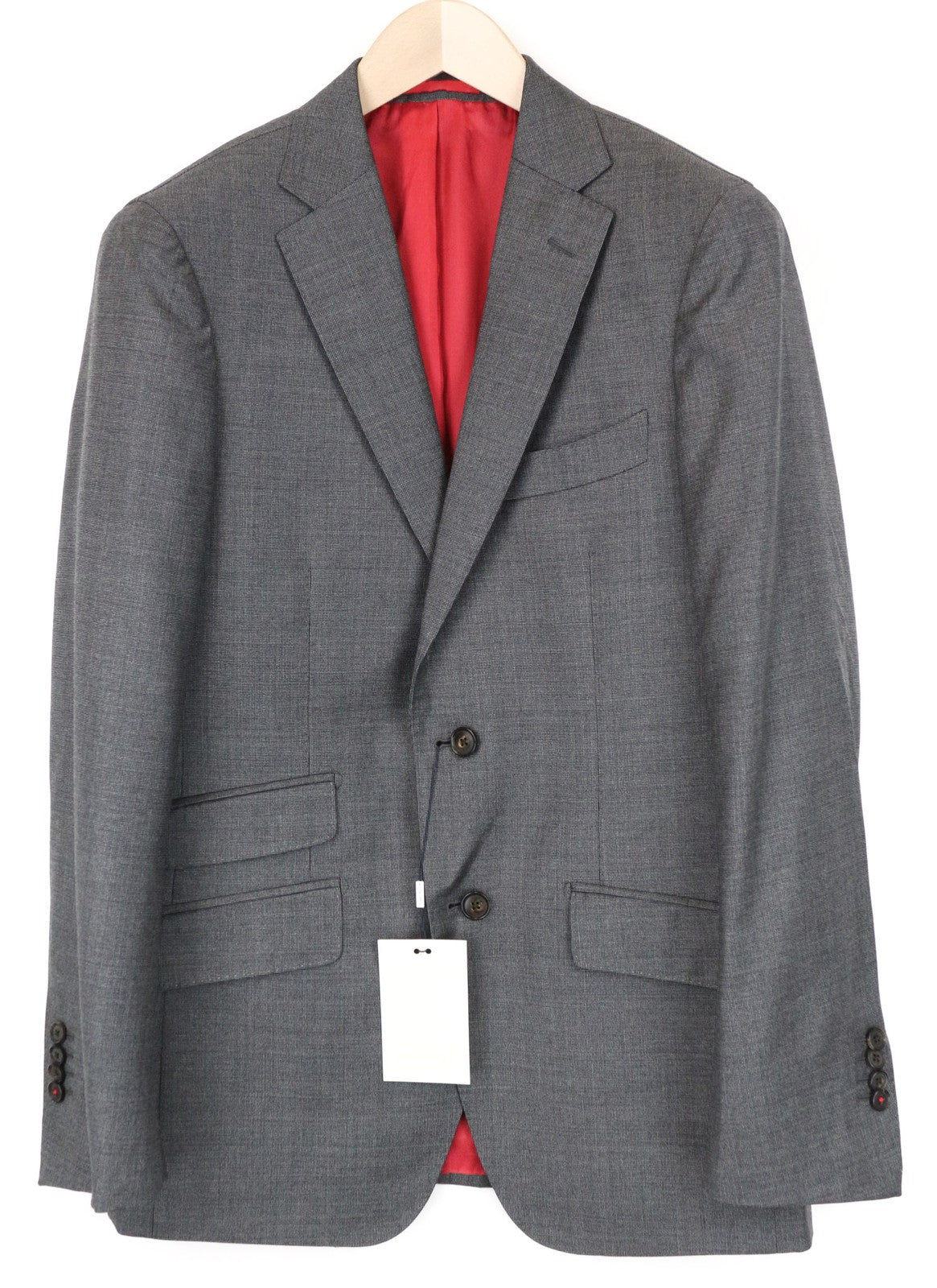 SUITSUPPLY Sienna Men Blazer UK38R Pure Wool Melange Classic Grey Birdseye Check