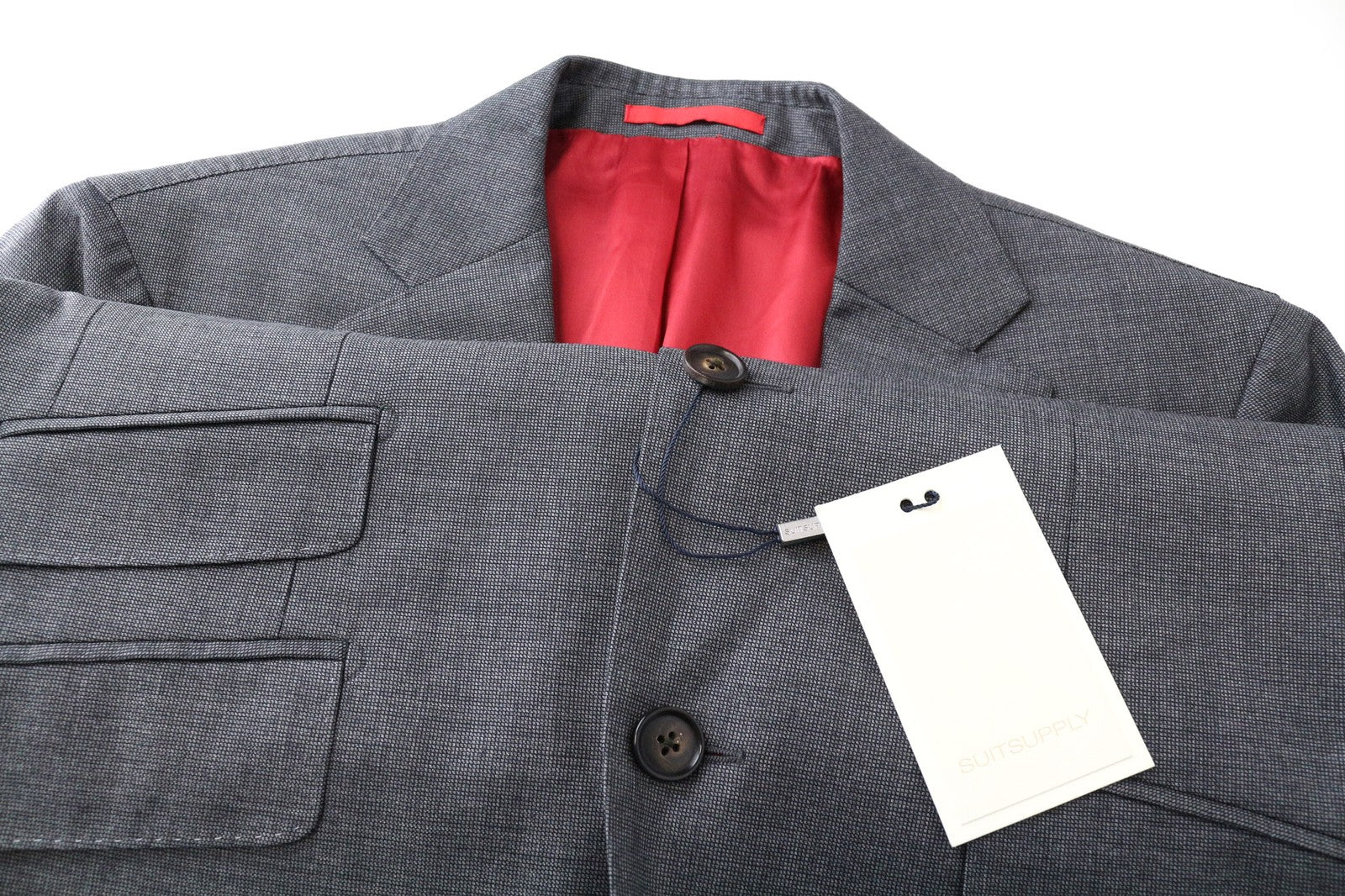 SUITSUPPLY Sienna Men Blazer UK38R Pure Wool Melange Classic Grey Birdseye Check