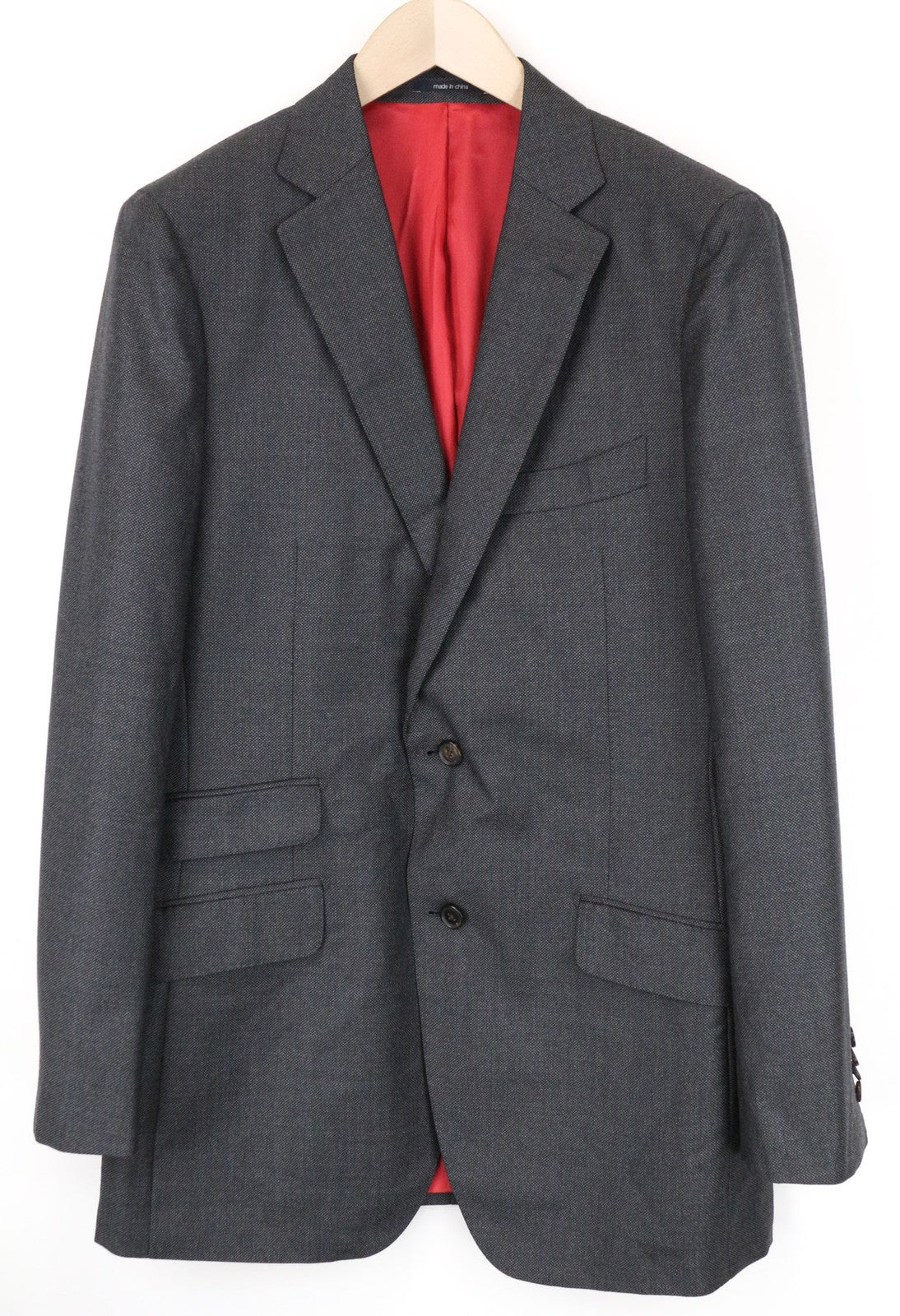 SUITSUPPLY Sienna Men Blazer UK42L Grey Pure Wool Formal Melange Birdseye Check
