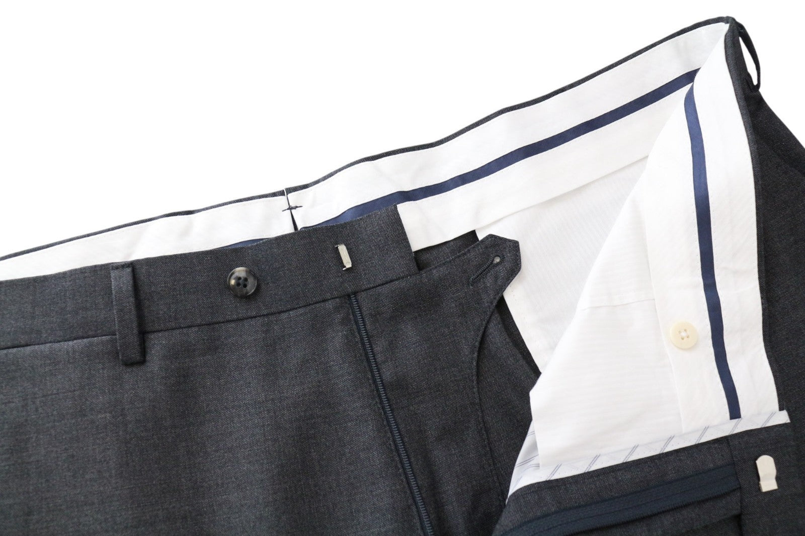 SUITSUPPLY Brescia Men Trousers UK44S Grey Slim Sharkskin Melange Pure Wool