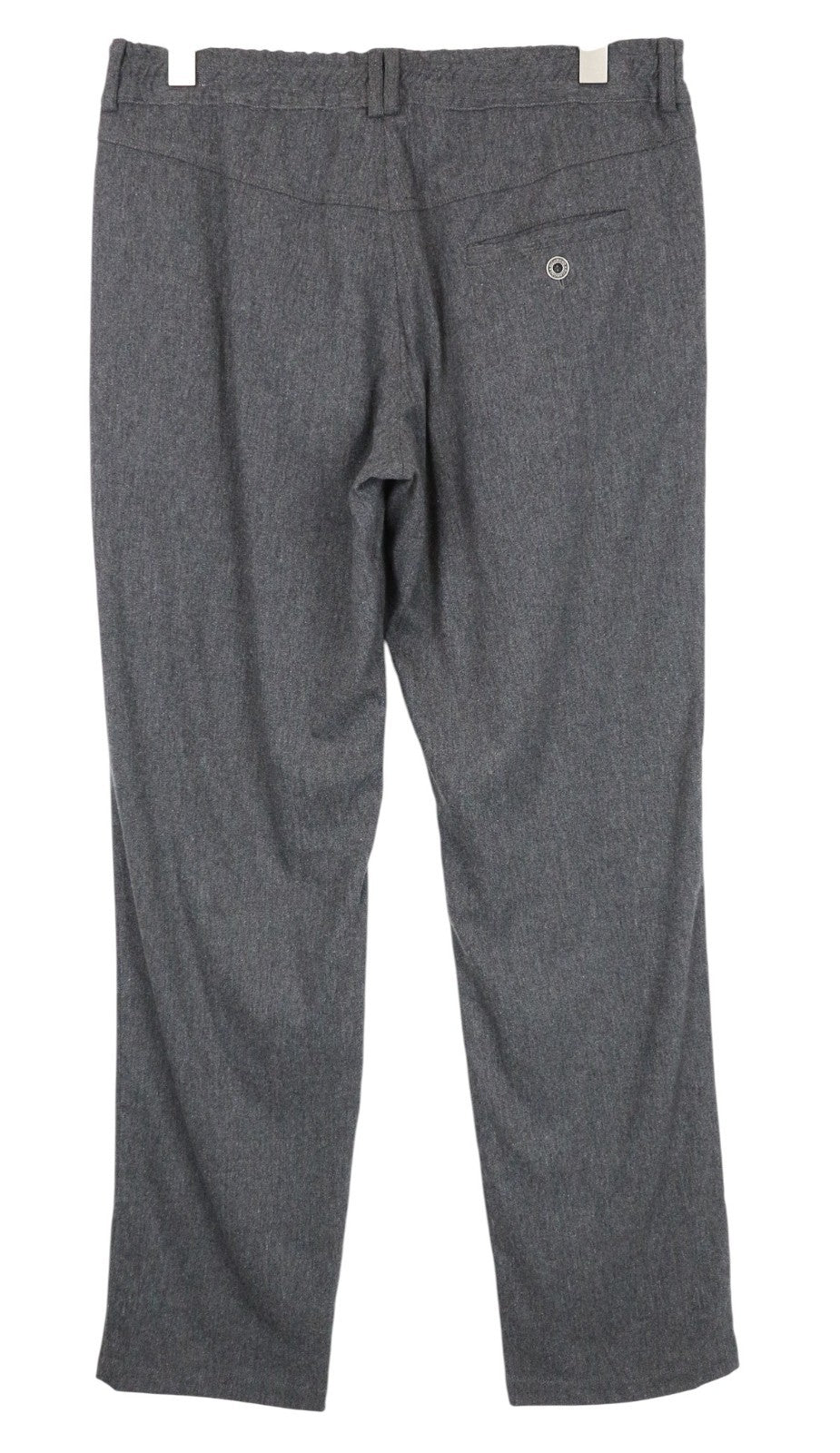 RICHMOND Men Trousers L Grey Melange Drawstrings Stretch Wool Blend Classic