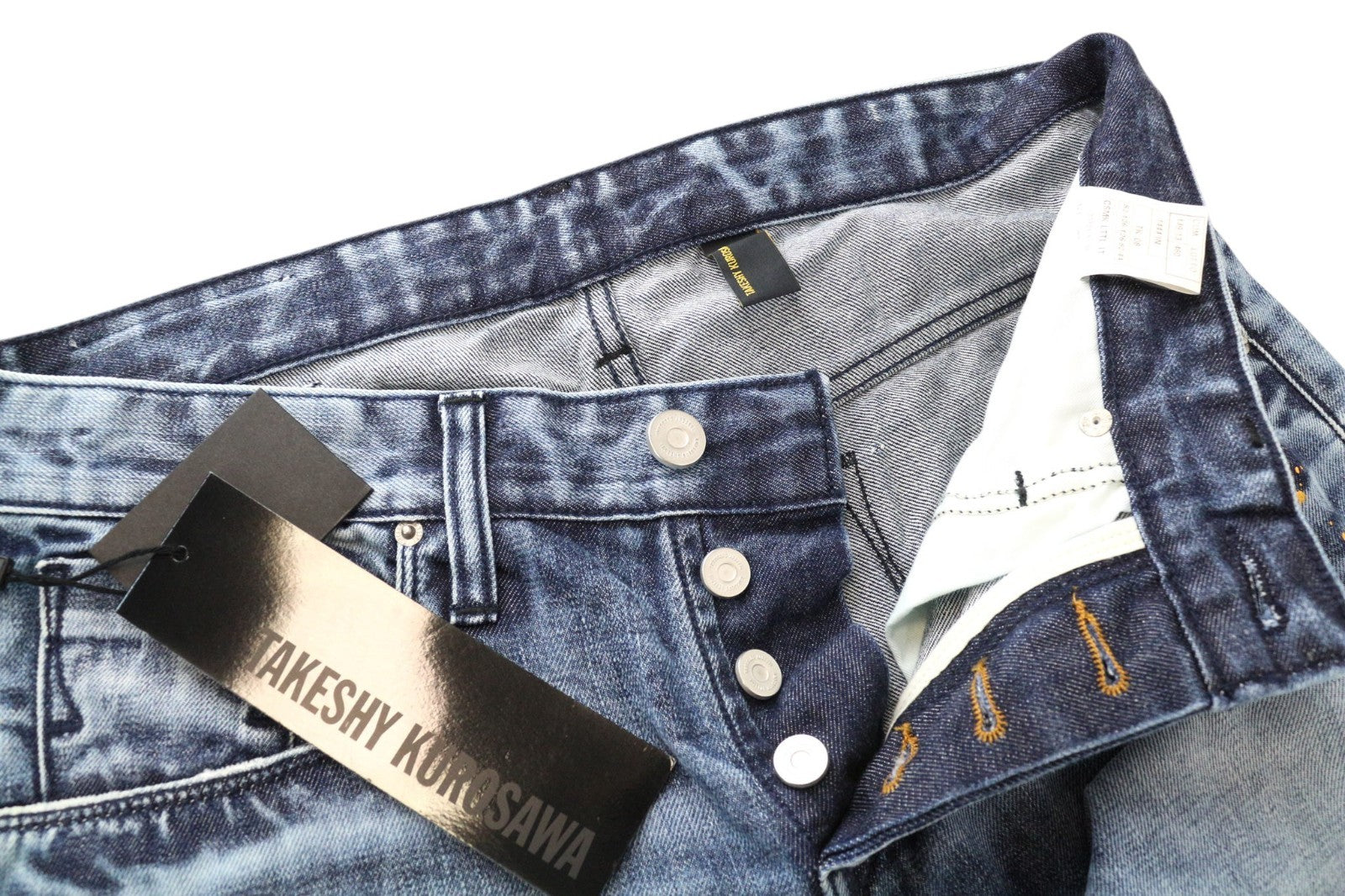 TAKESHY KUROSAWA TK 08 Men Jeans W32 Non-Stretch Button-Fly Classic Blue Slim
