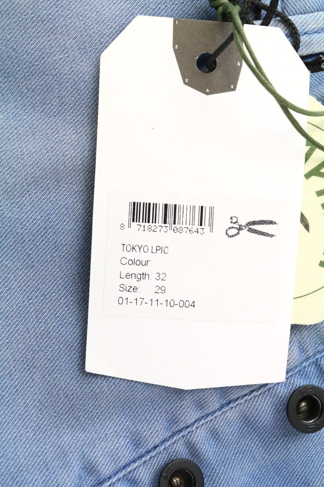 DENHAM Tokyo Men Trousers W29/L32 Blue Drop Carrot Button-Fly Distress Painted