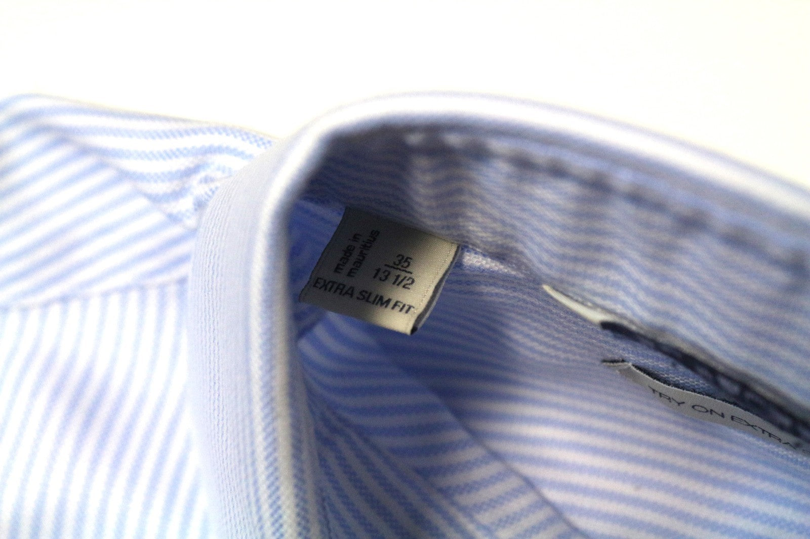 SUITSUPPLY Men Shirt 35/13 1/2 Extra Slim Pure Cotton Blue Striped Cutaway
