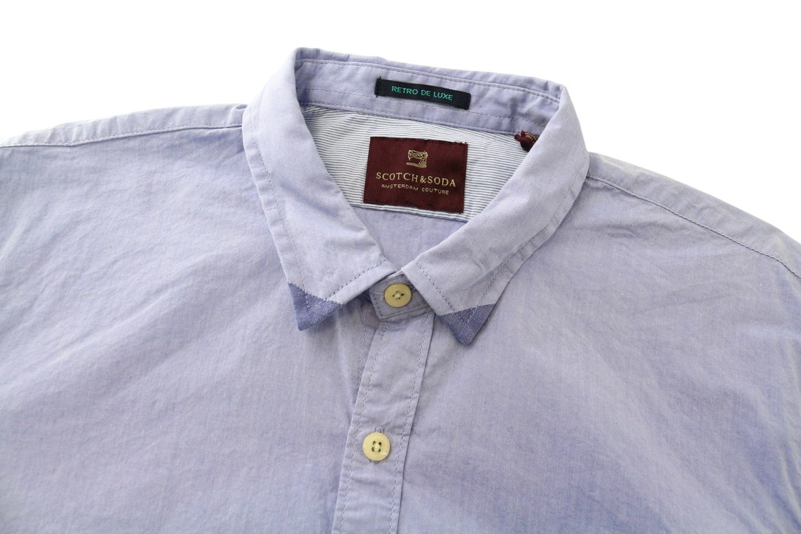 SCOTCH & SODA Ams Couture Men Shirt S Blue Pure Cotton Long Sleeve Button-Up