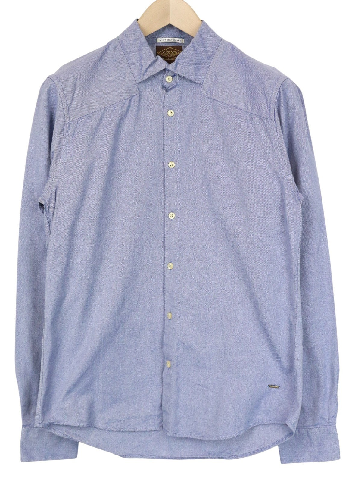 SCOTCH & SODA Ams Couture Men Shirt M Blue Pure Cotton Long Sleeved Button-Up