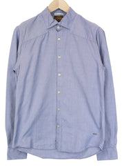 SCOTCH & SODA Ams Couture Men Shirt M Blue Pure Cotton Long Sleeved Button-Up