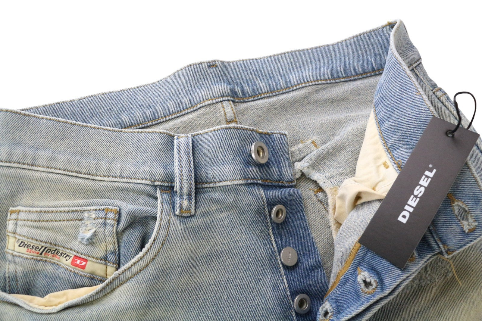 DIESEL D-Eetar 0814K Men's Jeans W28/L32 Blue Stained Look Tapered Stretch