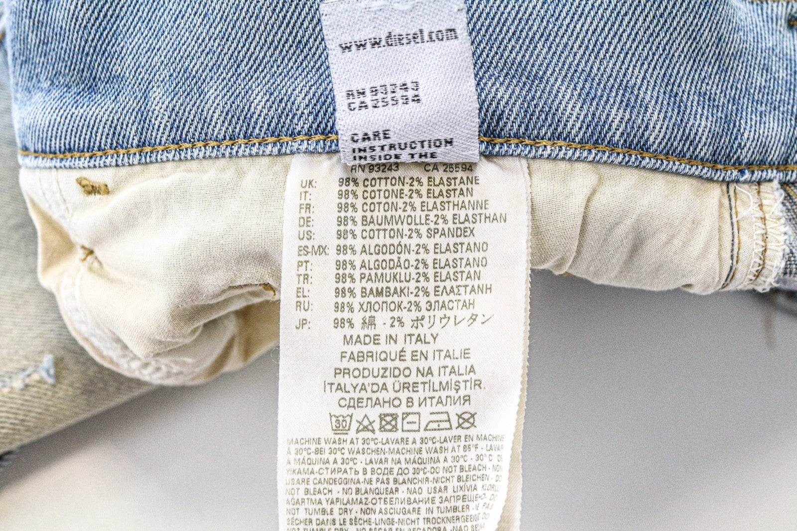 DIESEL D-Eetar 0814K Men's Jeans W28/L32 Blue Stained Look Tapered Stretch