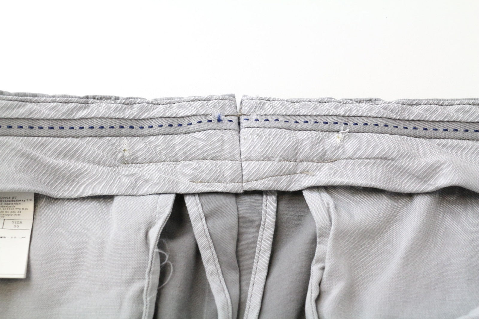 SUITSUPPLY Porto Men Trousers UK40R Grey Cotton Stretch Flat Front Formal