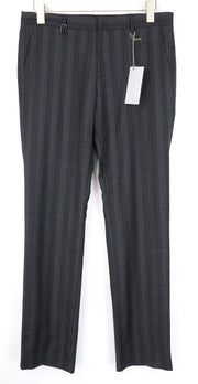 RICHMOND Men Trousers 48 W34 Dark Grey Pure Wool Patterned Classic