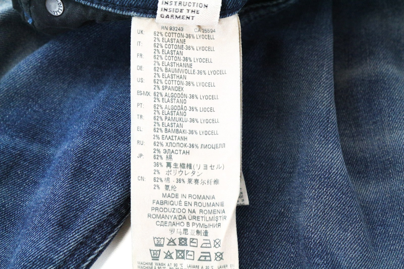 DIESEL D-Vider 084AU Men Jeans W28/L32 Carrot Fit Blue Cotton Stretch Washed