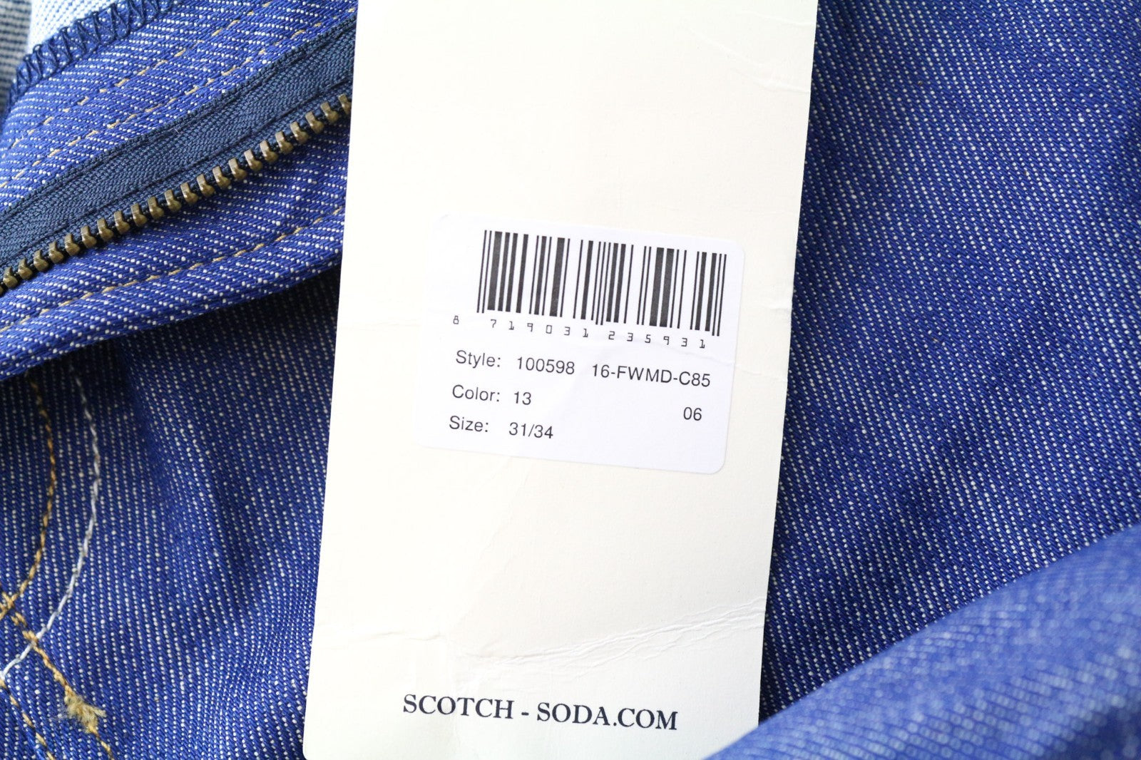 SCOTCH & SODA Skim Men Jeans W31/L34 Skinny Fit Blue Cotton Stretch Casual