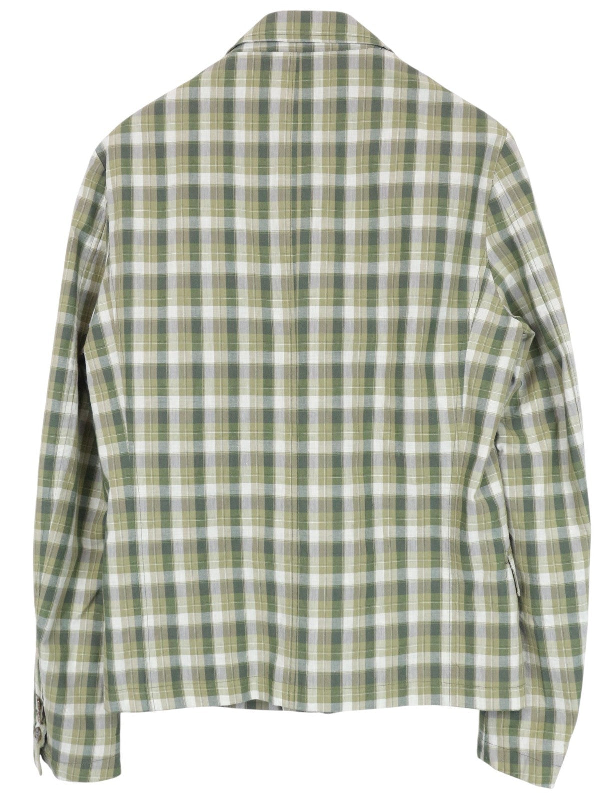 RICHMOND Men Blazer 48 M Green Pure Cotton Check Pattern Single-Breasted
