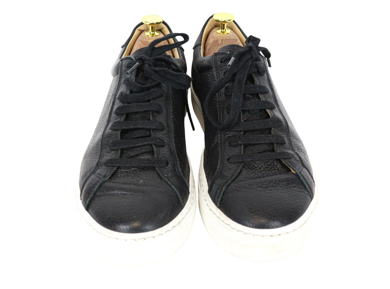 SUITSUPPLY Men Trainers EU42 Black Genuine Grained Leather Laced Casual Sneakers