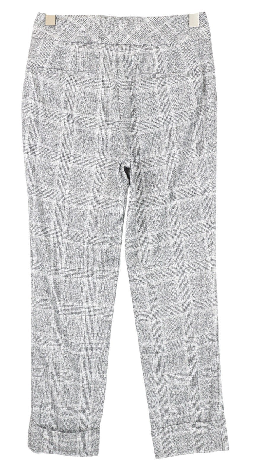 SUITSUPPLY Women Trousers 34R W31 Grey Slim Glen Check Flat-Front Turn-Up