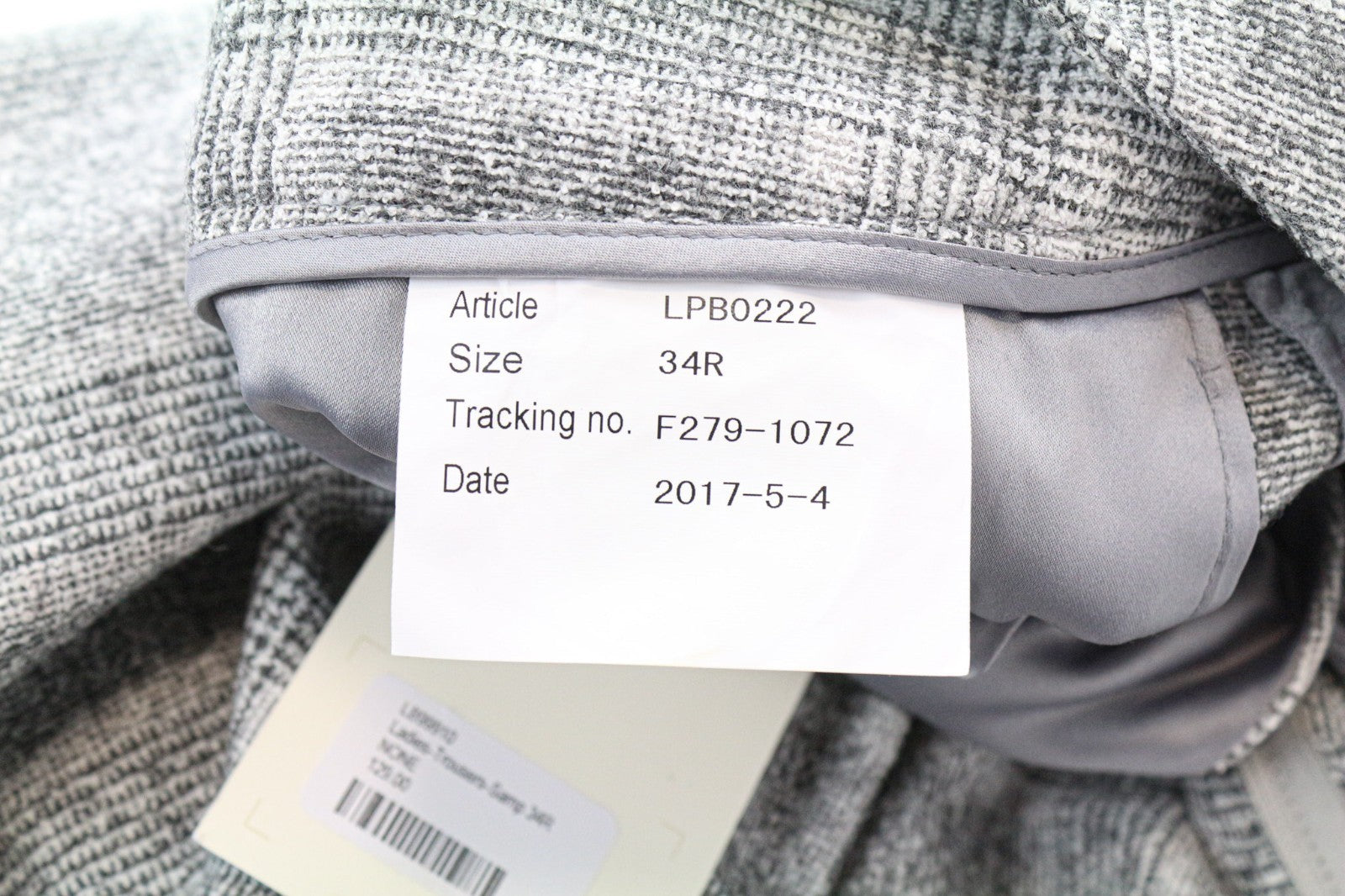 SUITSUPPLY Women Trousers 34R W31 Grey Slim Glen Check Flat-Front Turn-Up