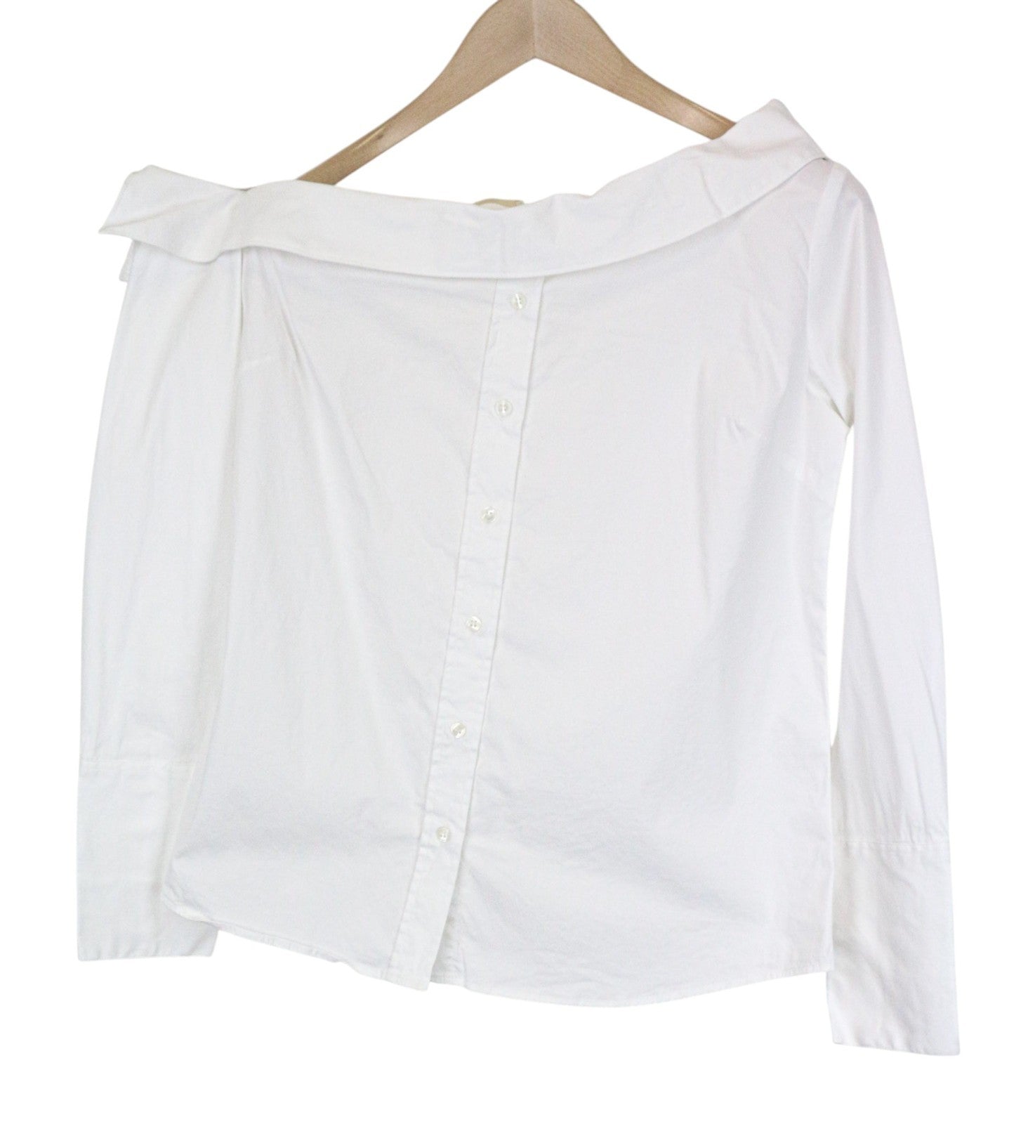 SUISTUDIO Bob Women Shirt UK12 M White Slim Classic Cotton Blend Off-Shoulder
