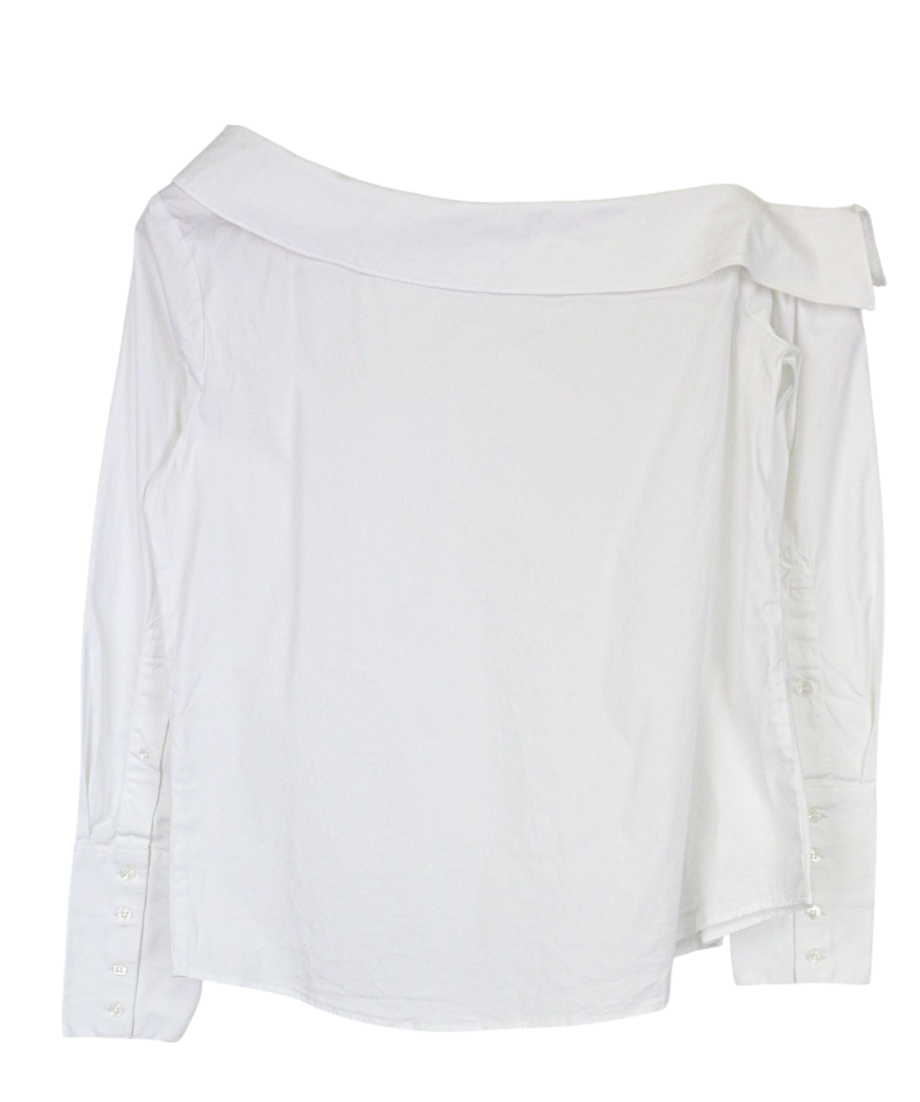 SUISTUDIO Bob Women Shirt UK12 M White Slim Classic Cotton Blend Off-Shoulder