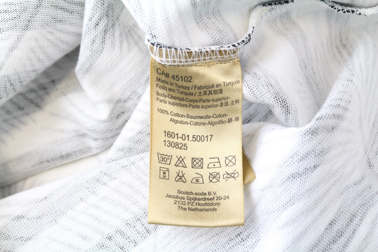 SCOTCH & SODA Ams Couture Men's Tee L Cotton Anti Fit Black White Print